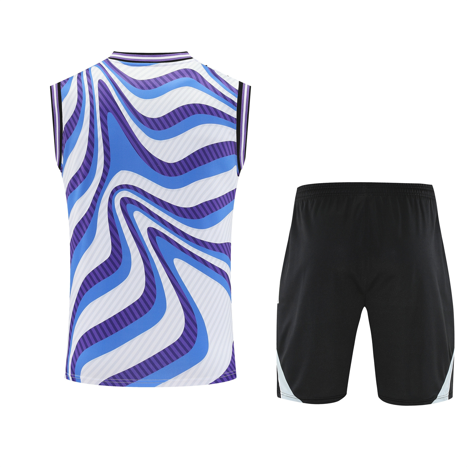 TKH-turbokithub-Real Madrid 25-26 Vest Training Set - Blue Purple Curve Pattern Vest & Black Shorts