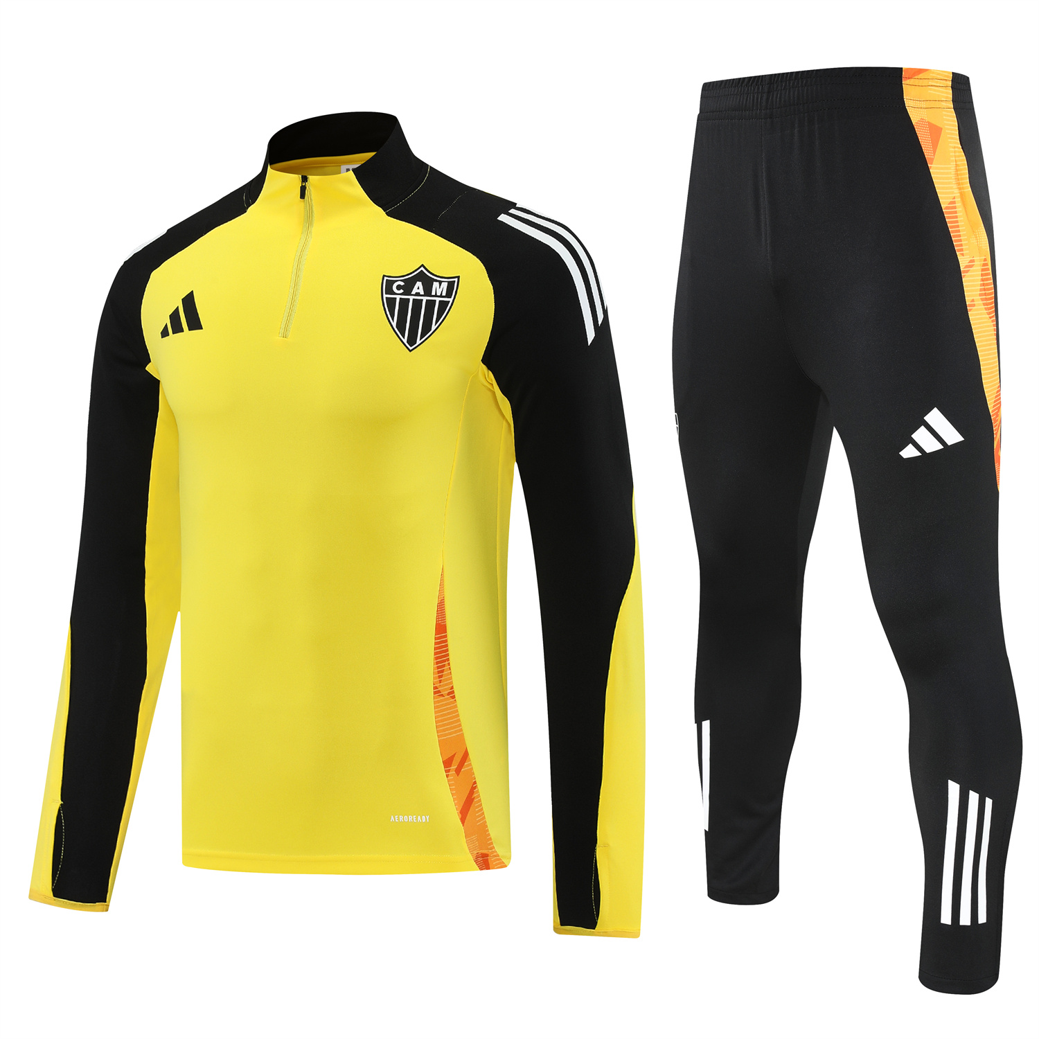 TKH-turbokithub-Atletico Mineiro 25-26 Long Sleeve Training Set - Yellow Top & Black Pants