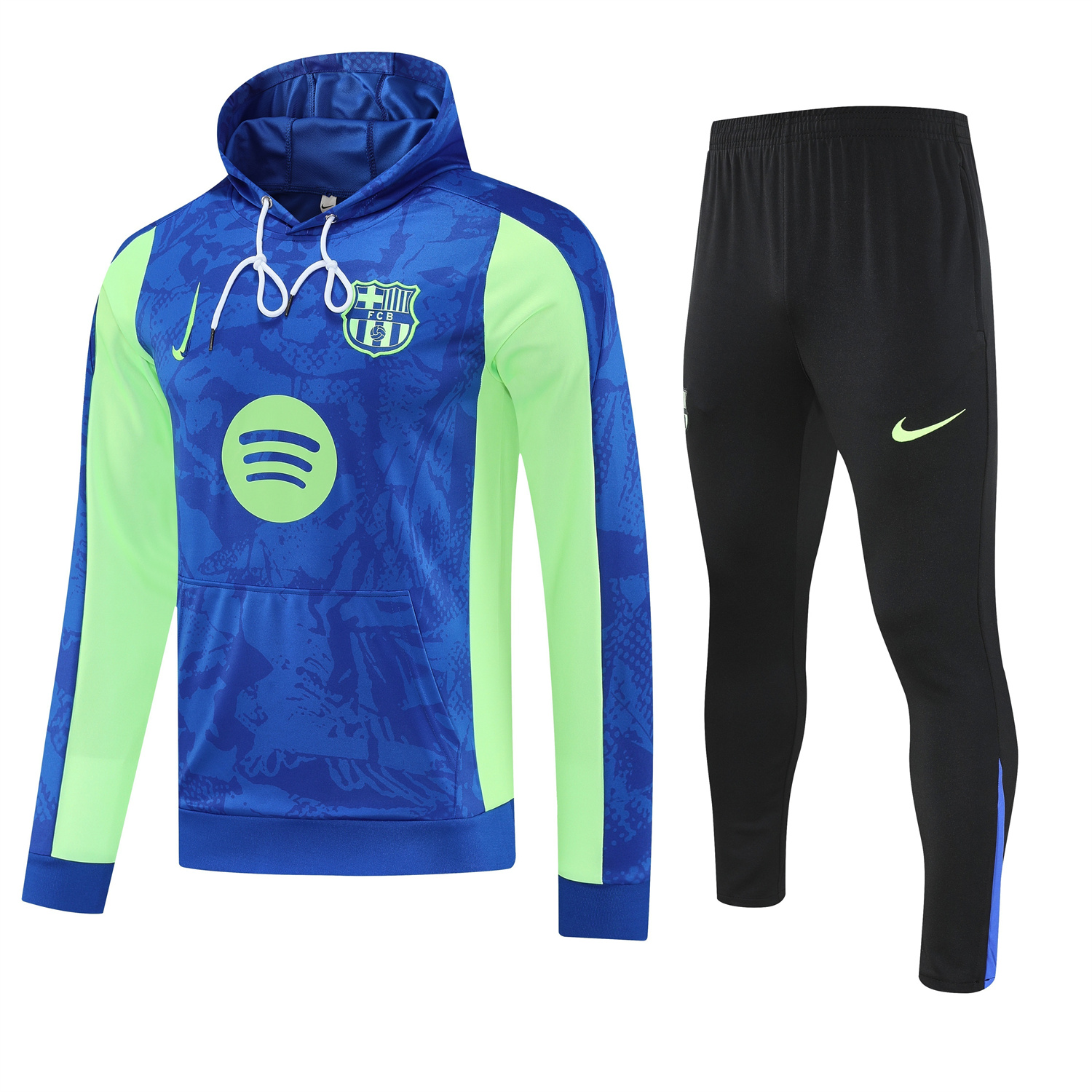 TKH-turbokithub-Barcelona 25-26 Training Hoodie Set - Blue Green Hoodie and Black Pants