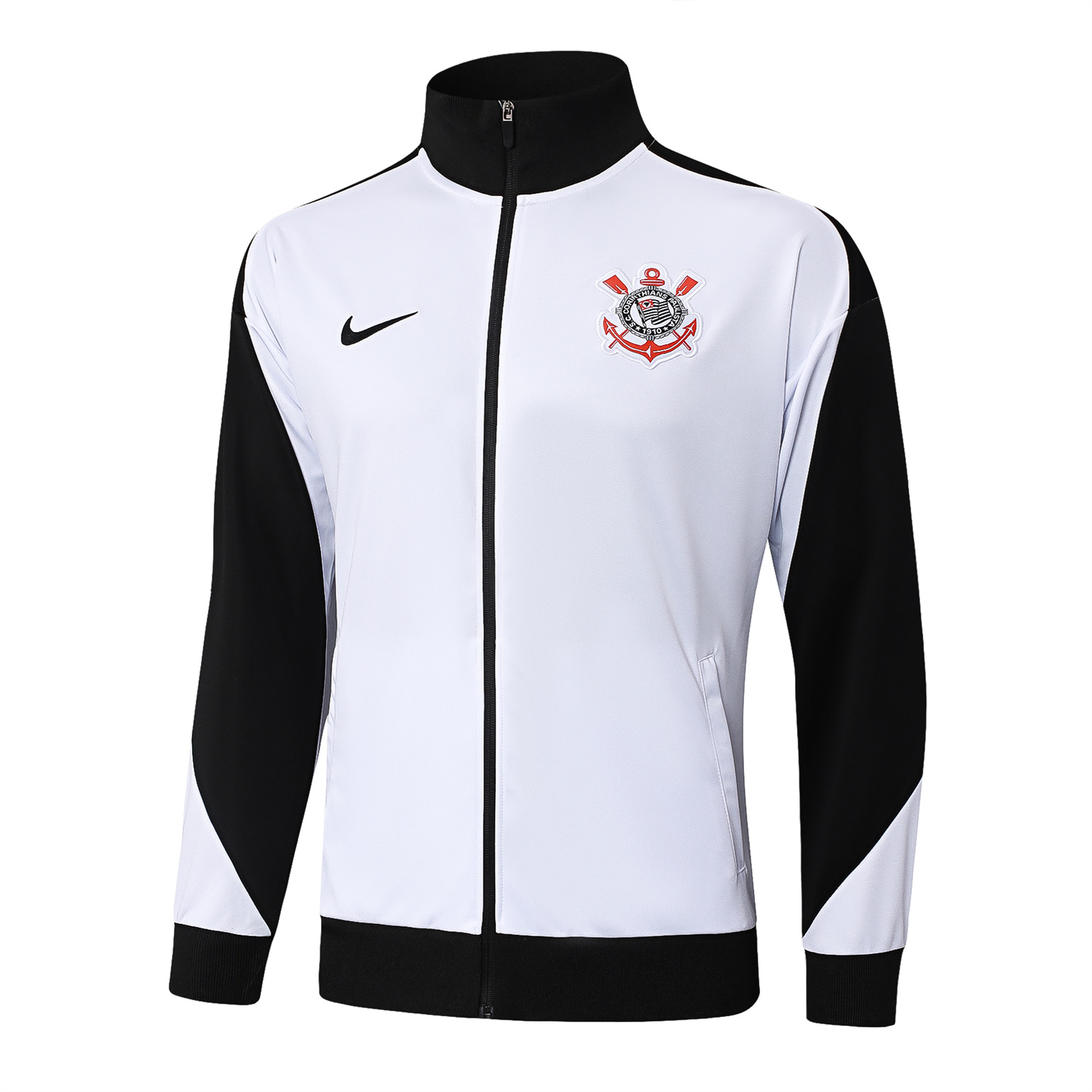 TKH-turbokithub-Corinthians 25-26 Jacket Training Tracksuit - White Jackets & Black Pants