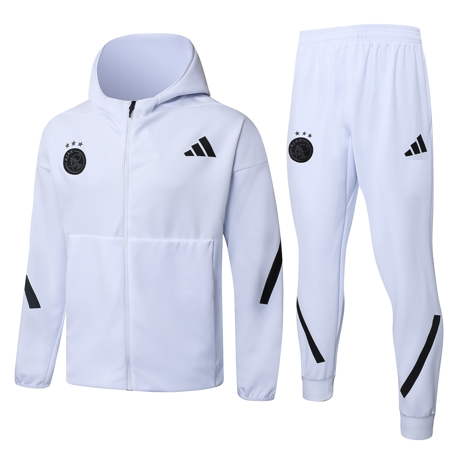 TKH-turbokithub-Ajax 25-26 Training Hoodie Set - White Hoodie and White Pants