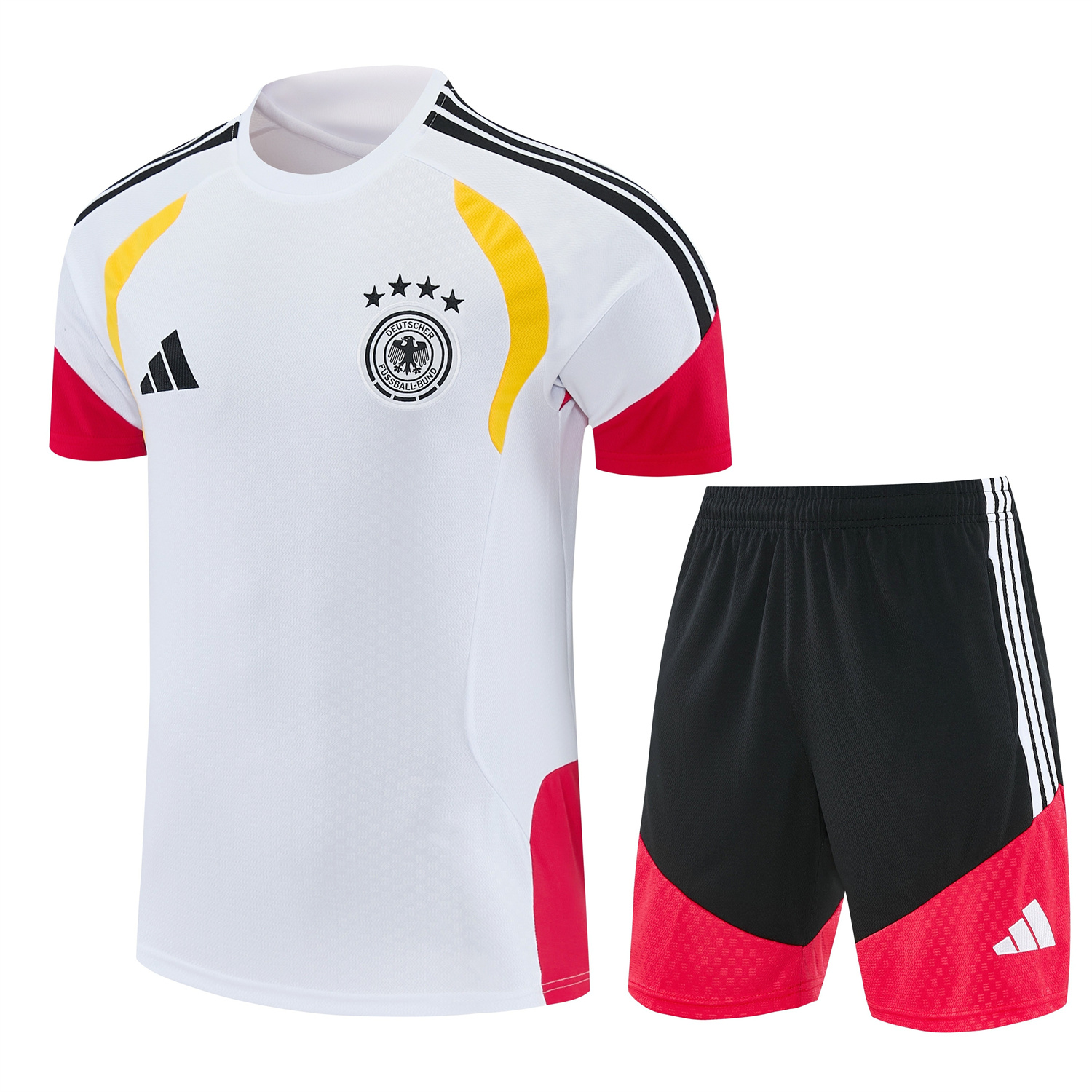 TKH-turbokithub-Germany 2026 Short-Sleeve Training Set - White Top and Black Shorts