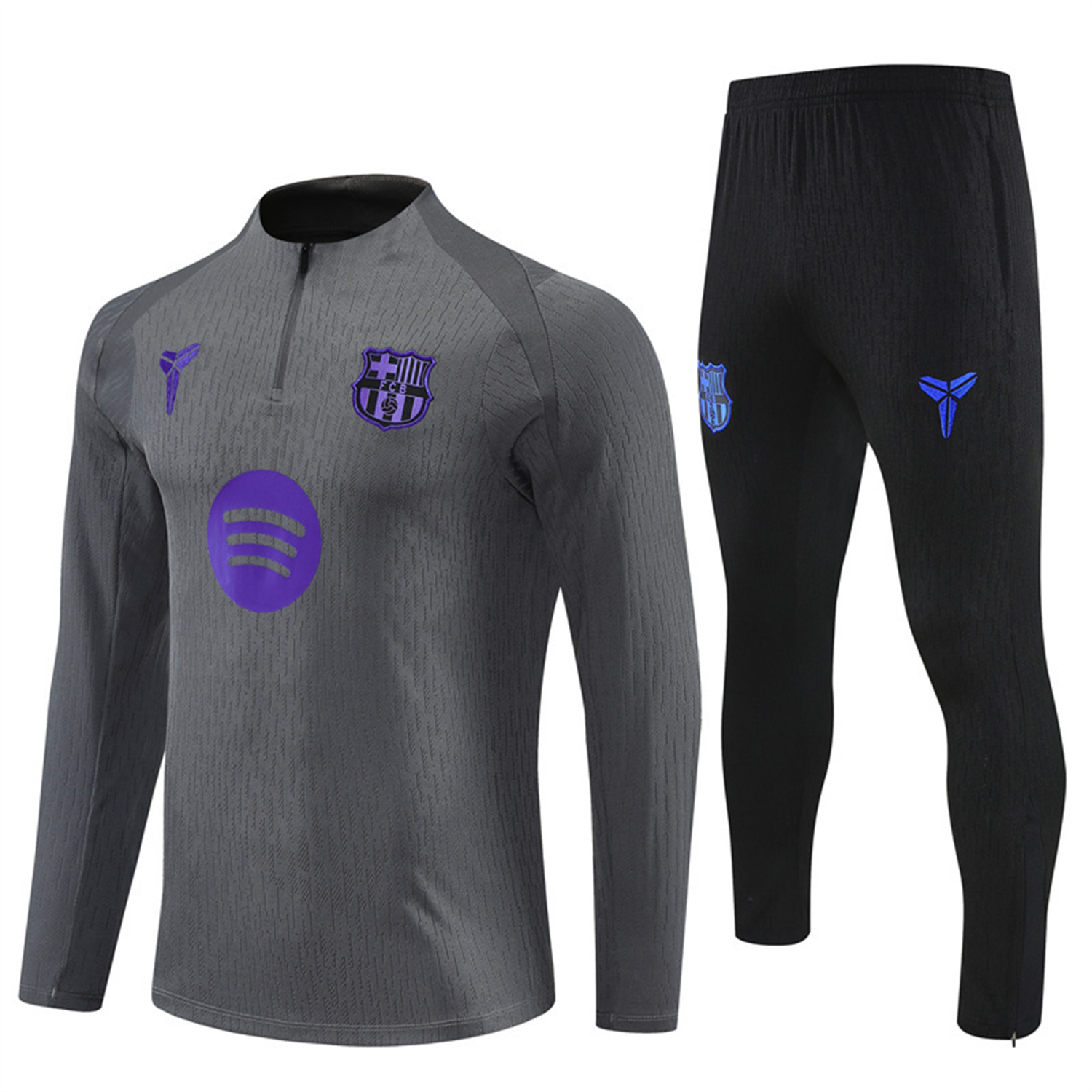 TKH-turbokithub-Barcelona 25-26 Long Sleeve Training Set - Grey Top & Black Pants