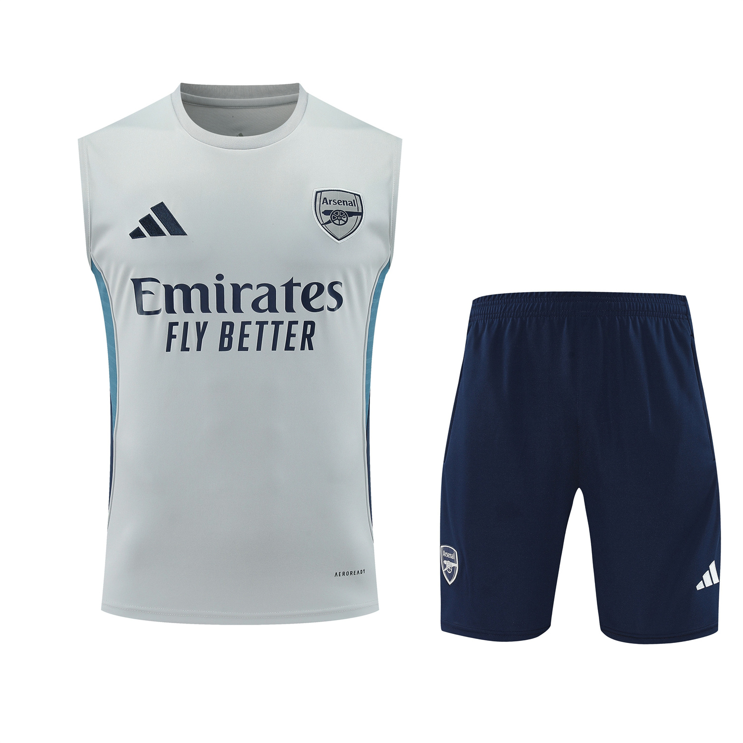 TKH-turbokithub-Arsenal 25-26 Vest Training Set - Grey Top & Deep Blue Shorts