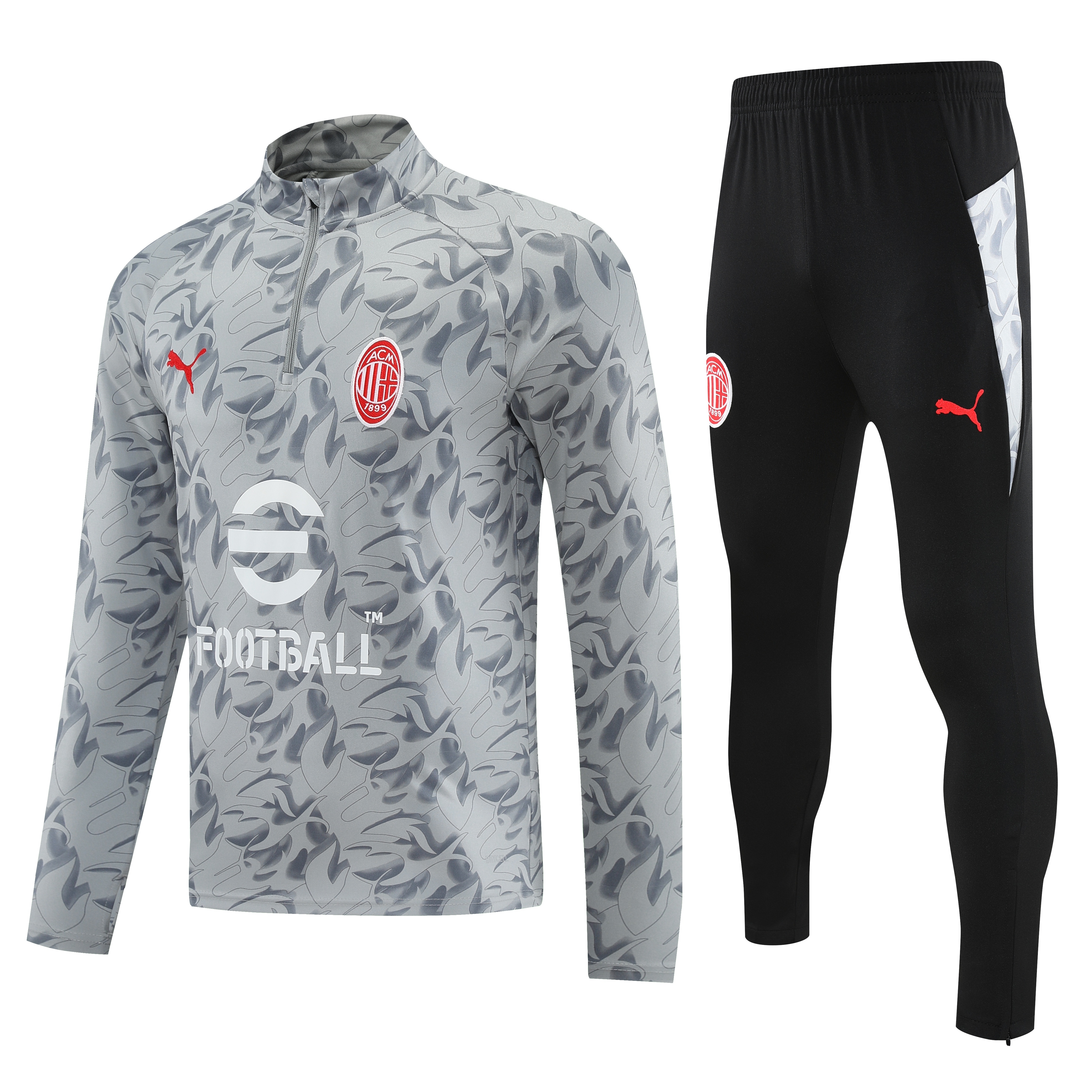 TKH-turbokithub-AC Milan 25-26 Long Sleeve Training Set - Grey Top & Black Pants