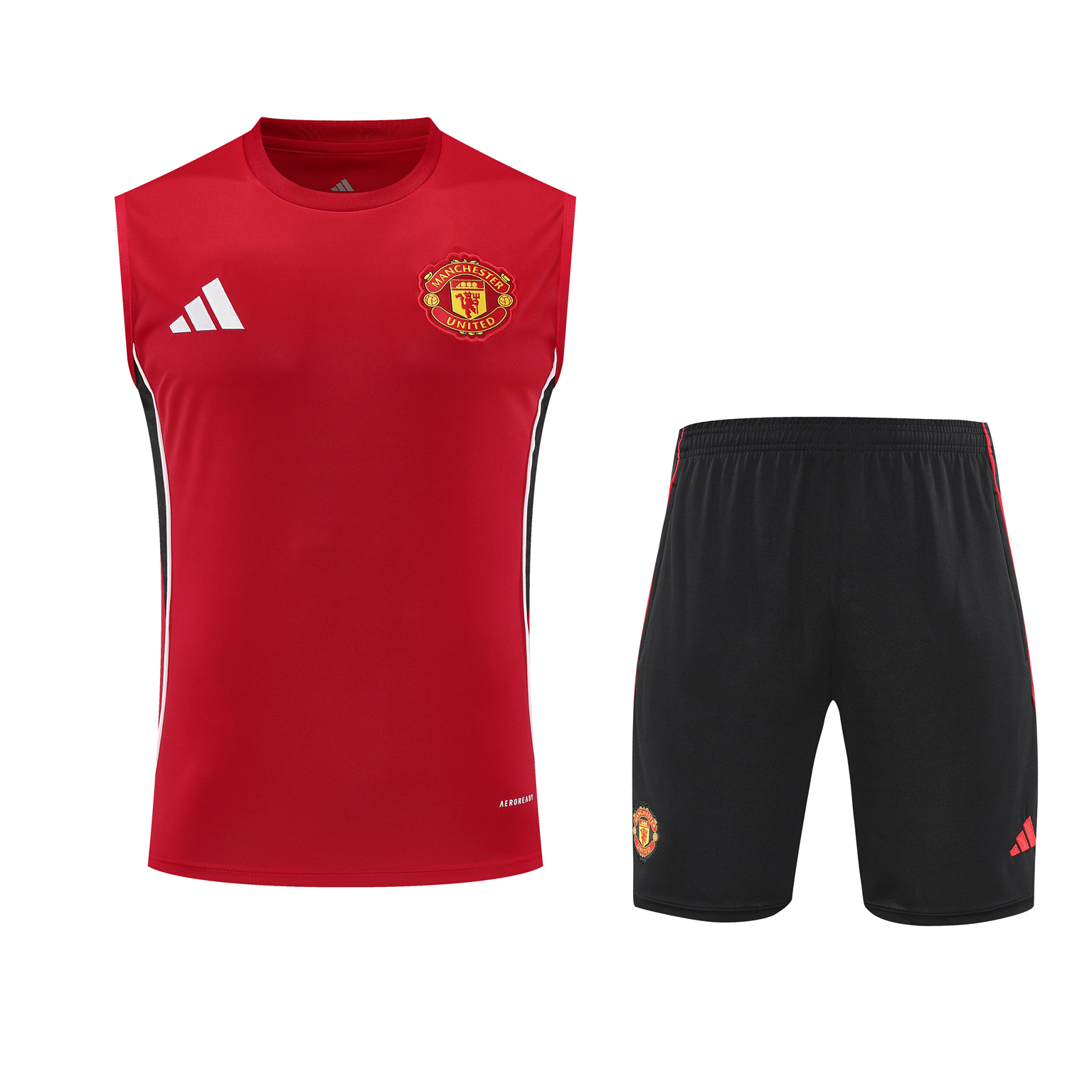 TKH-turbokithub-Manchester United 25-26 Vest Training Set - Pure Red Vest & Black Shorts