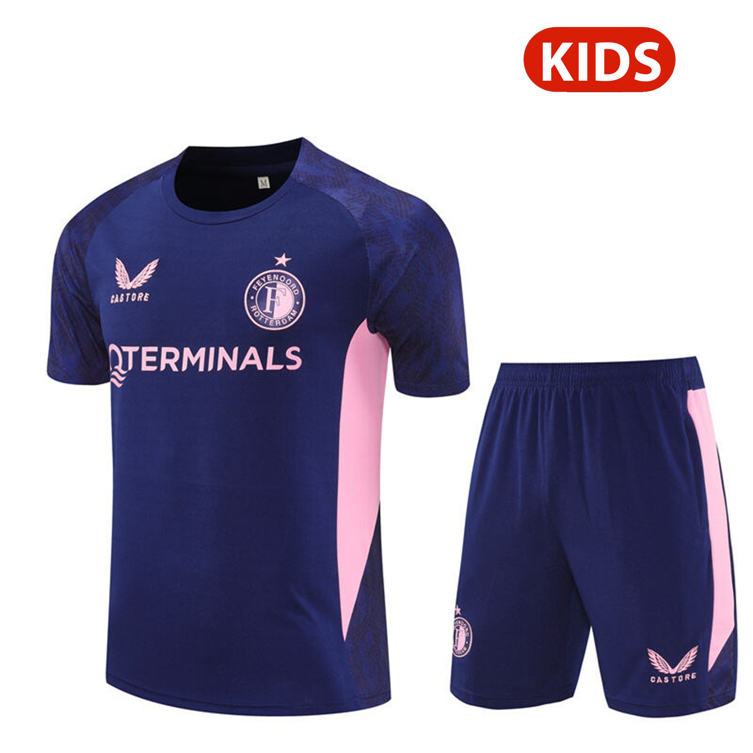 TKH-turbokithub-Feyenoord 25-26 Kids Short-Sleeve Training Set - Royal Blue Top & Royal Blue Shorts
