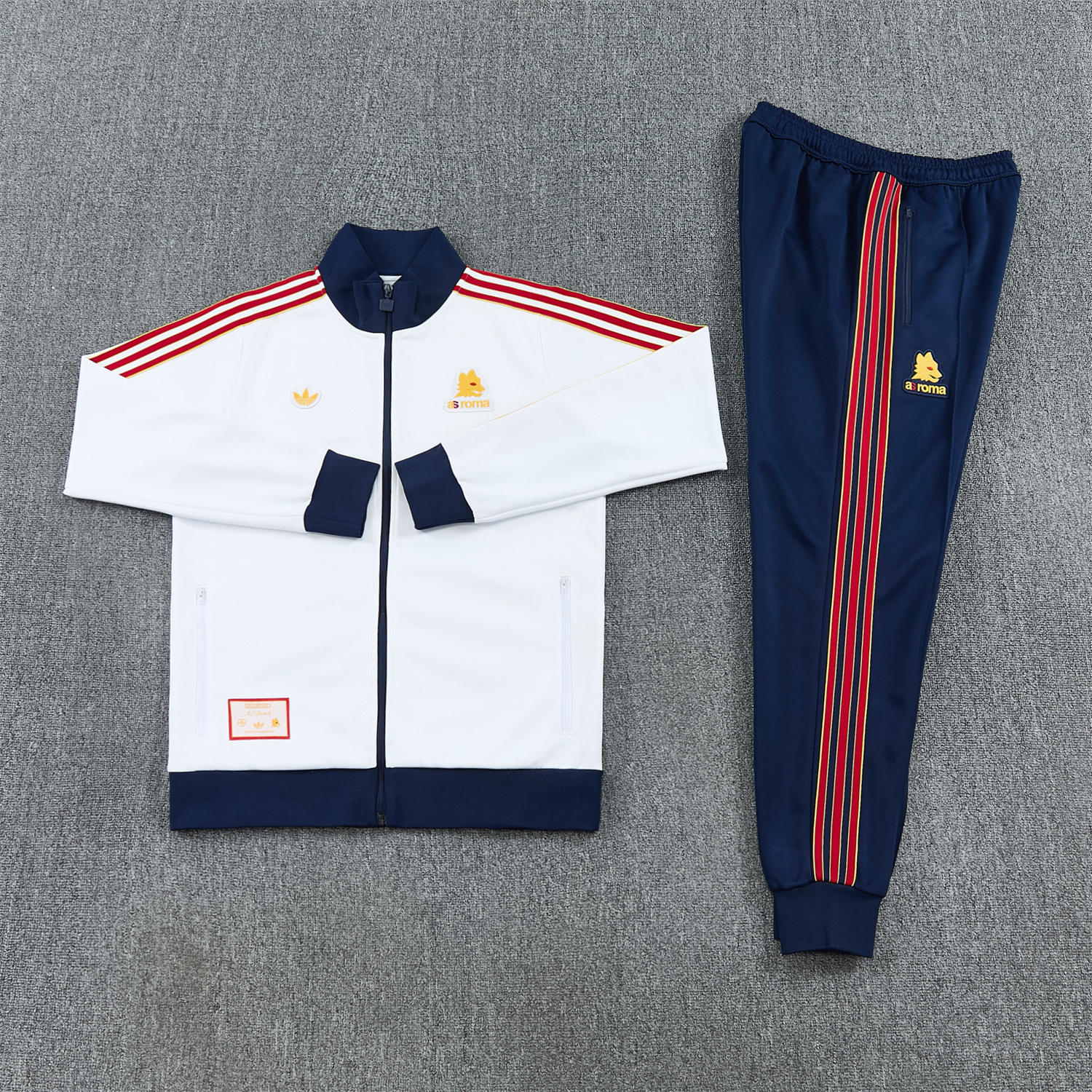 TKH-turbokithub-AS Roma 25-26 Originals LFSTLR Jacket Training Tracksuit - White Top and Blue Pant