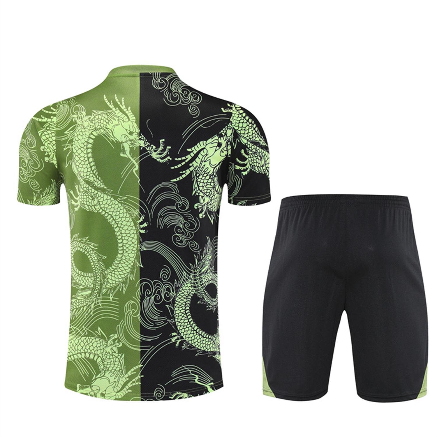 TKH-turbokithub-Real Madrid 25-26 Kid Short-Sleeve Training Set - Green Black Top & Black Shorts