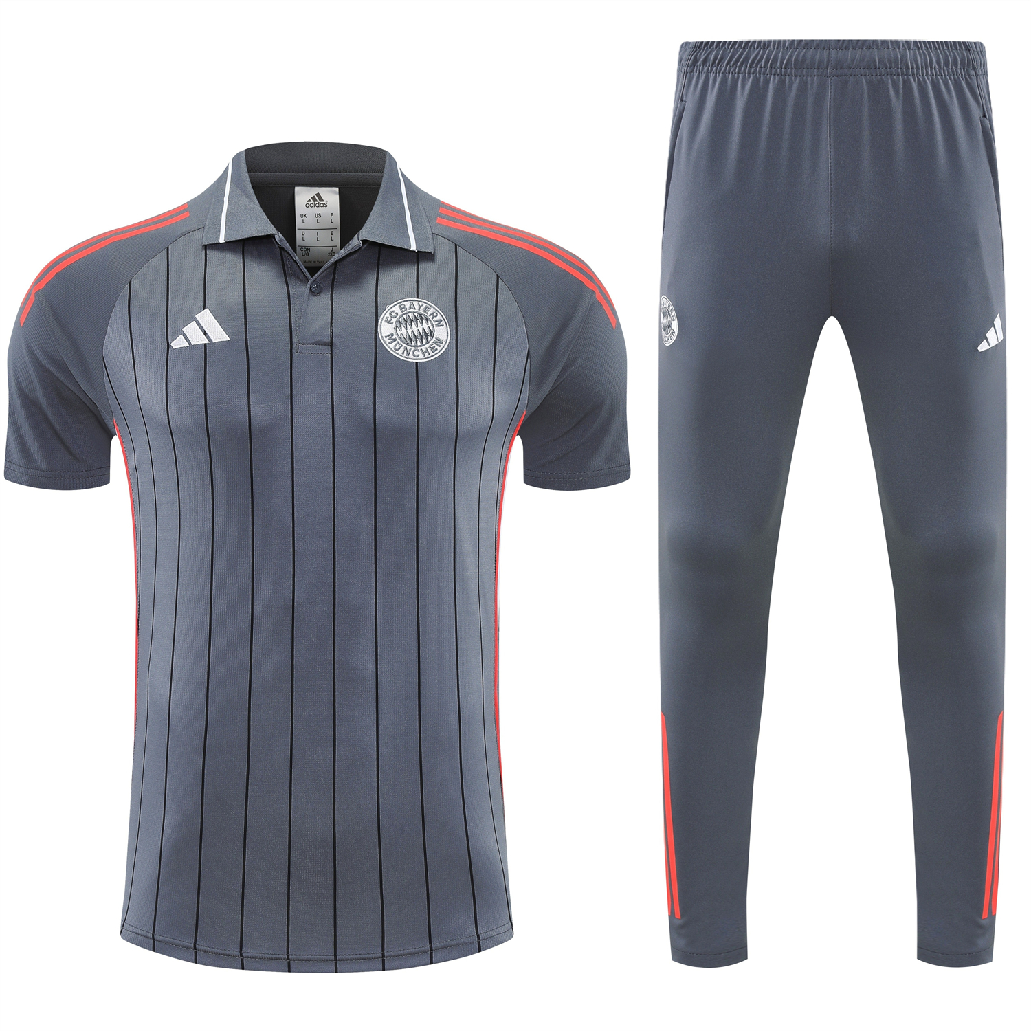 TKH-turbokithub-Bayern Munich 25-26 POLO Short-Sleeve Training Set - Deep Grey Top and Pants