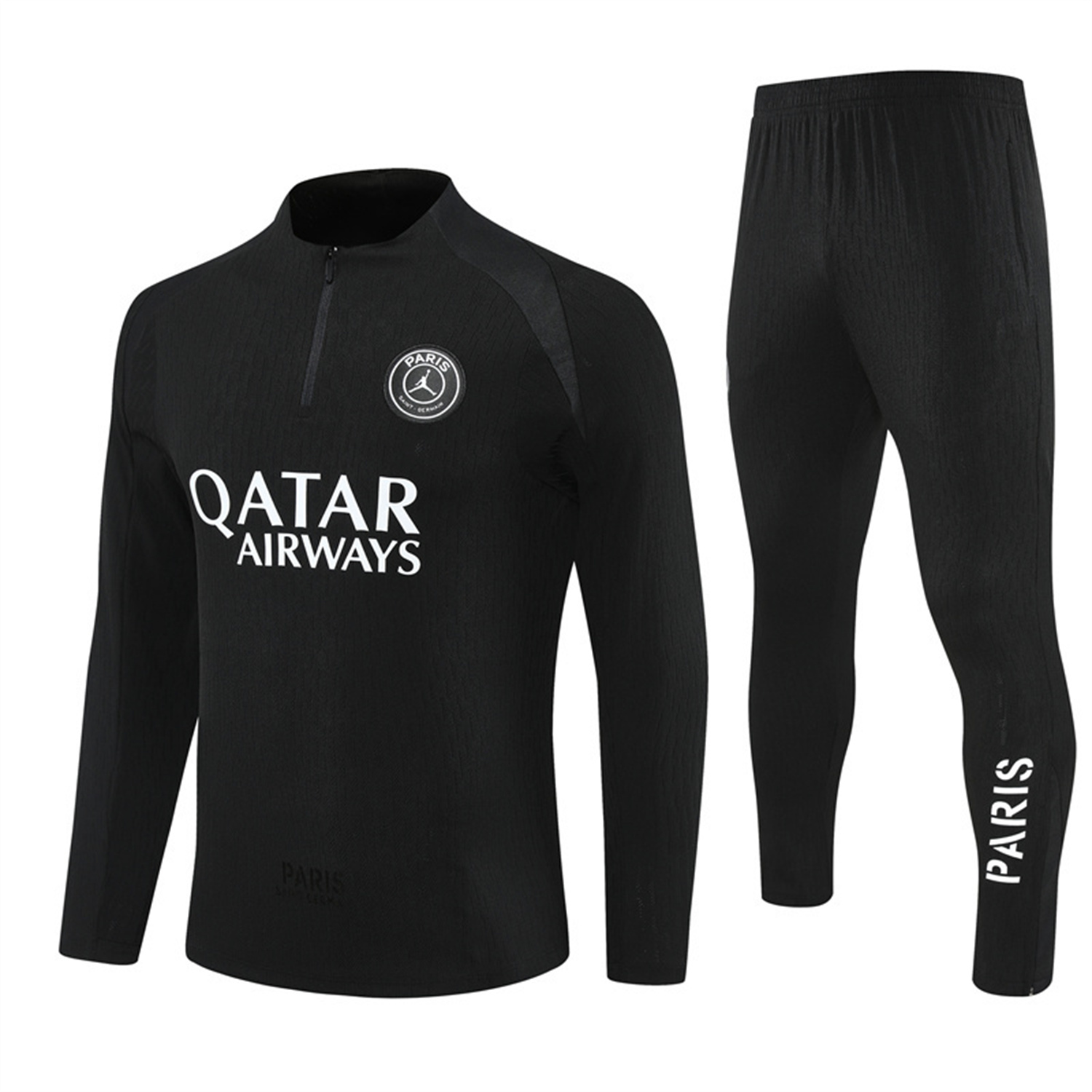 TKH-turbokithub-Paris Saint-Germain PSG 25-26 Jordan Long Sleeve Training Set - Pure Black Top & Pants