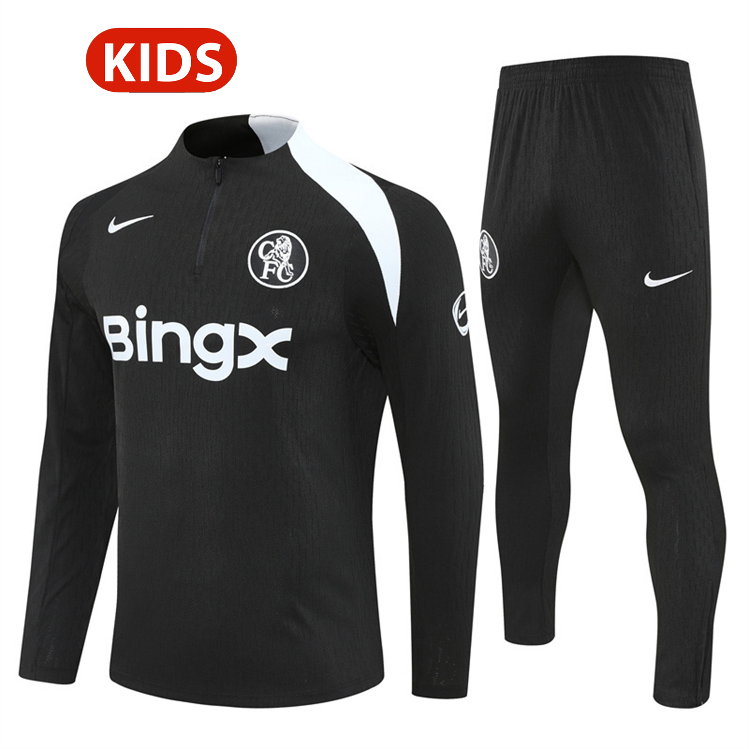 TKH-turbokithub-C.H.E.L.S.E.A 25-26 Kids Long Sleeve Training Set - Player Version - Black Top and Black Pants