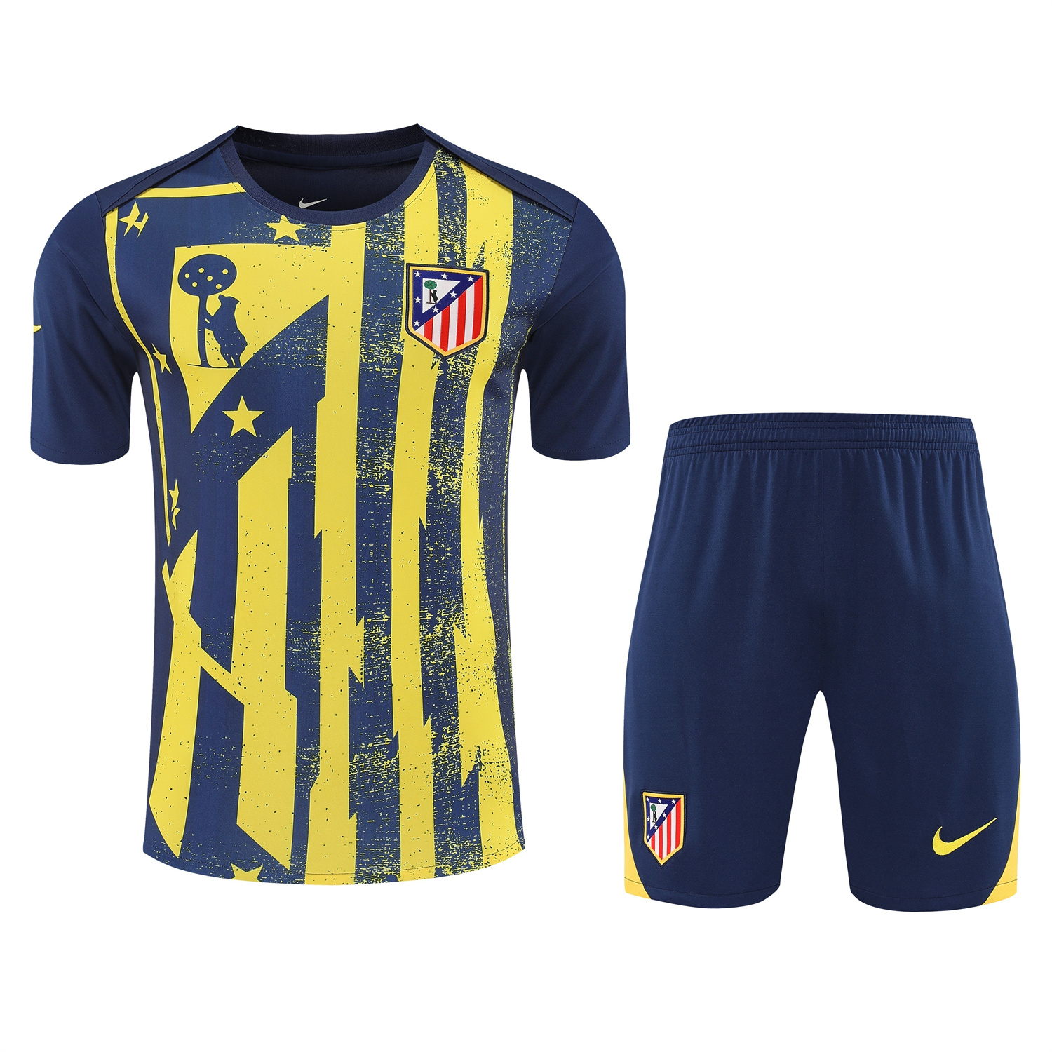 TKH-turbokithub-Atletico Madrid Short-Sleeve Training Set - Blue Yellow Top & Blue Shorts