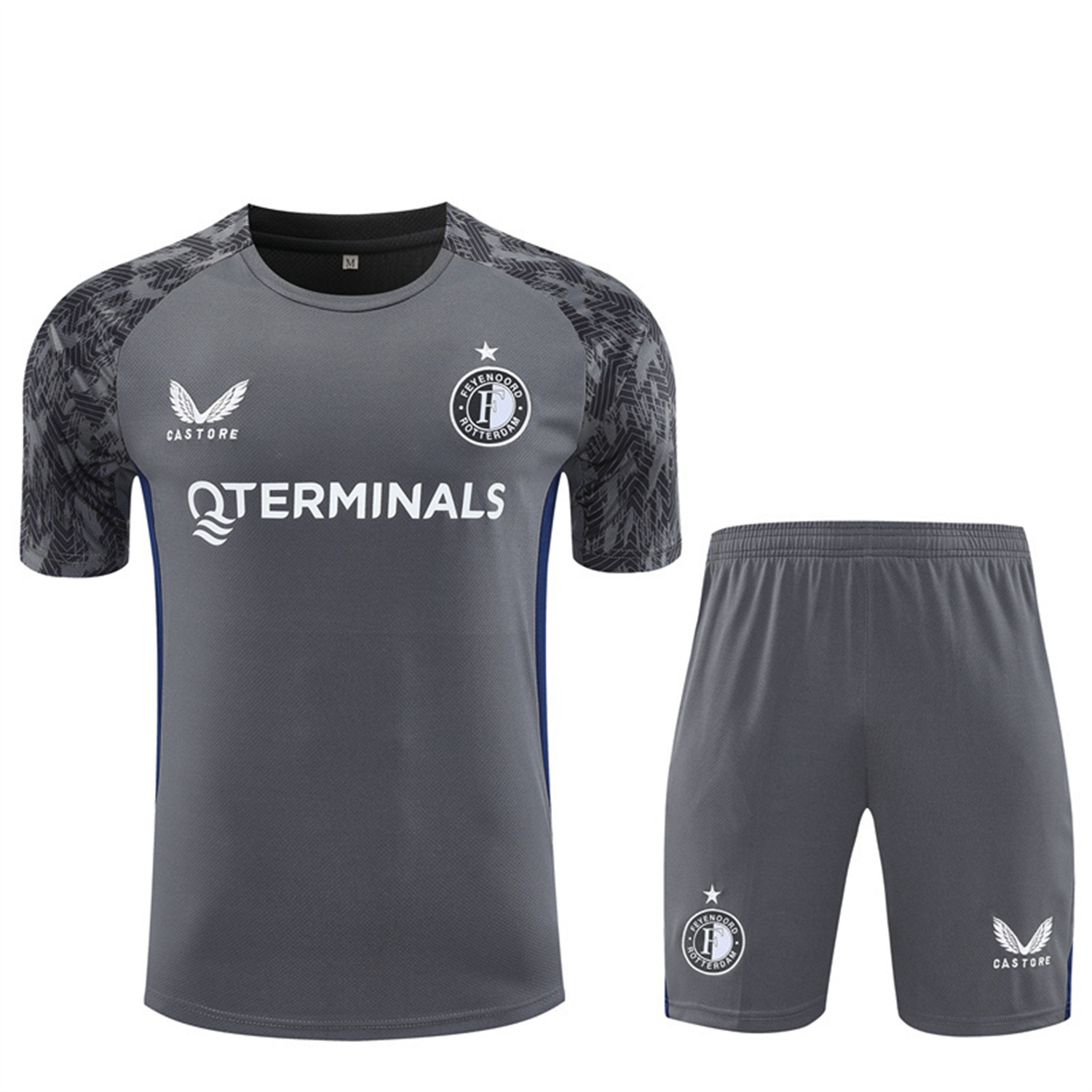 TKH-turbokithub-Feyenoord 25-26 Short-Sleeve Training Set - Dark Gray Top & Dark Gray Shorts