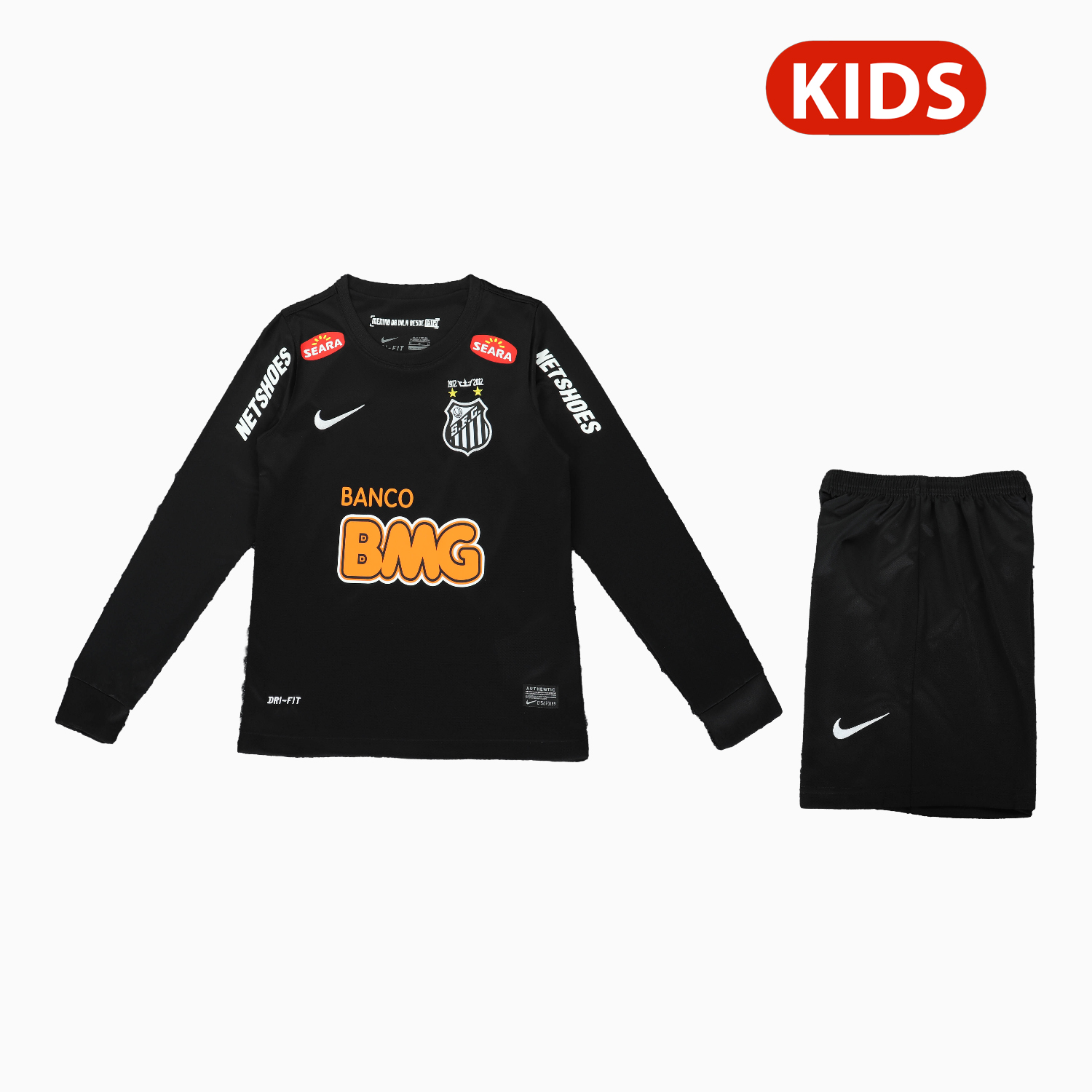 TKH-turbokithub-Retro Santos 2012 Black Special Long Sleeves Kids Kit