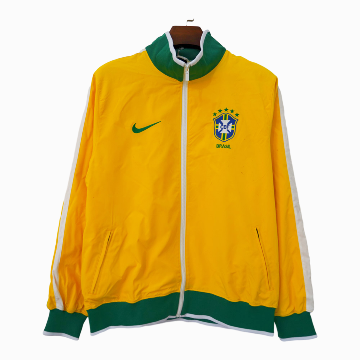 TKH-turbokithub-Retro Brazil 2010-11 Home Windbreaker Jacket - Yellow Green