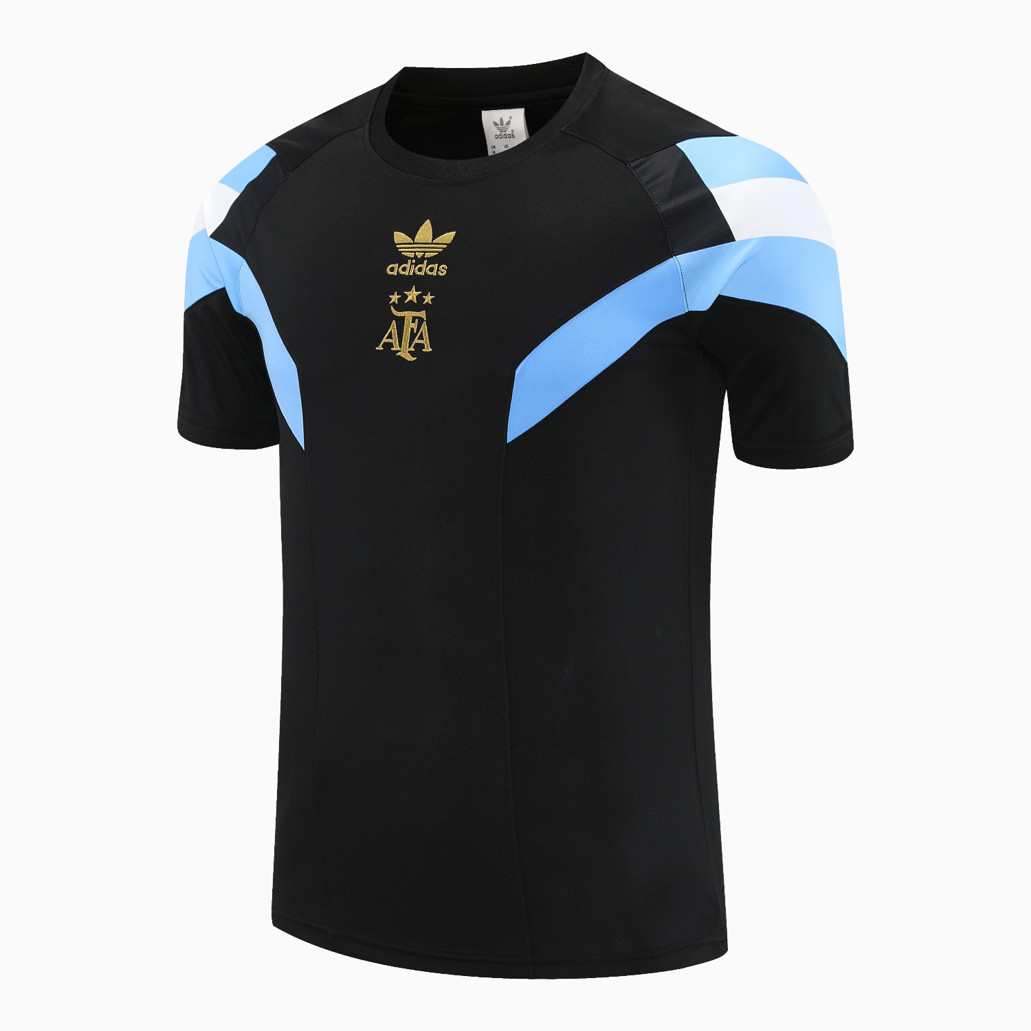 TKH-turbokithub-Argentina 25-26 Short-Sleeve Training Set - Blue Stripes Black Top & Black Shorts