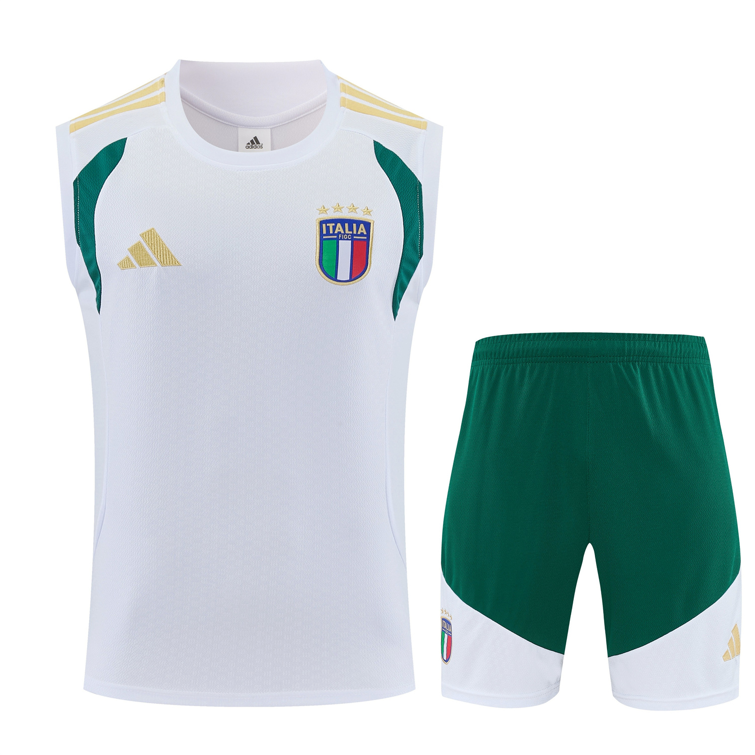 TKH-turbokithub-Italy 2026 Vest Training Set - White Vest and Green Shorts