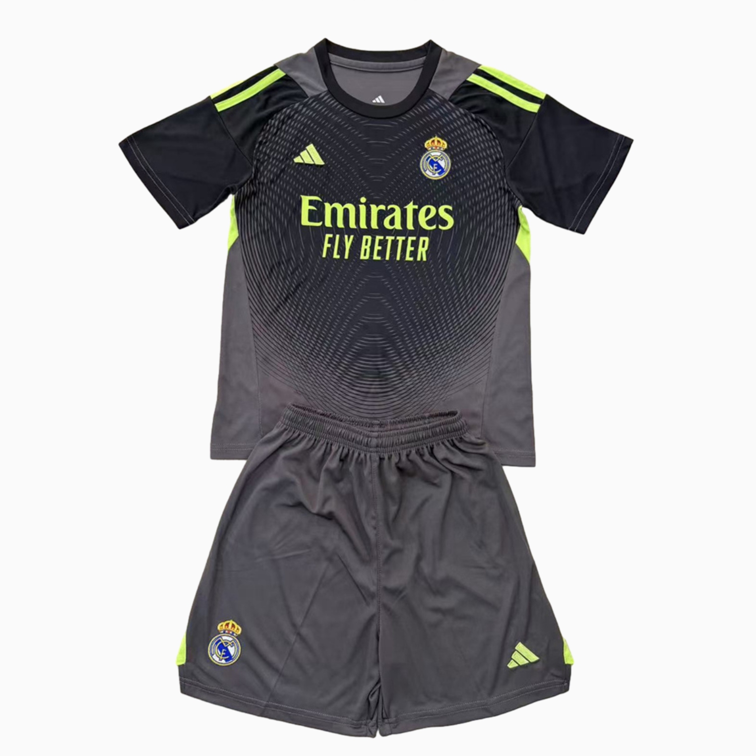 TKH-turbokithub-Real Madrid 25-26 Grey Black Goalkeeper Men's Adult Jersey Set - Fans Version