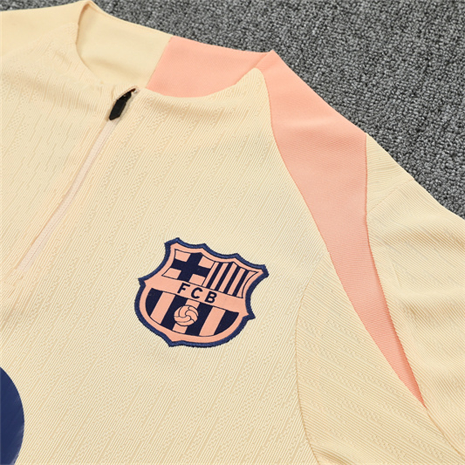 TKH-turbokithub-Barcelona 25-26 Kids Long Sleeve Training Set - Player Version - Light Yellow Top and Blue Pants