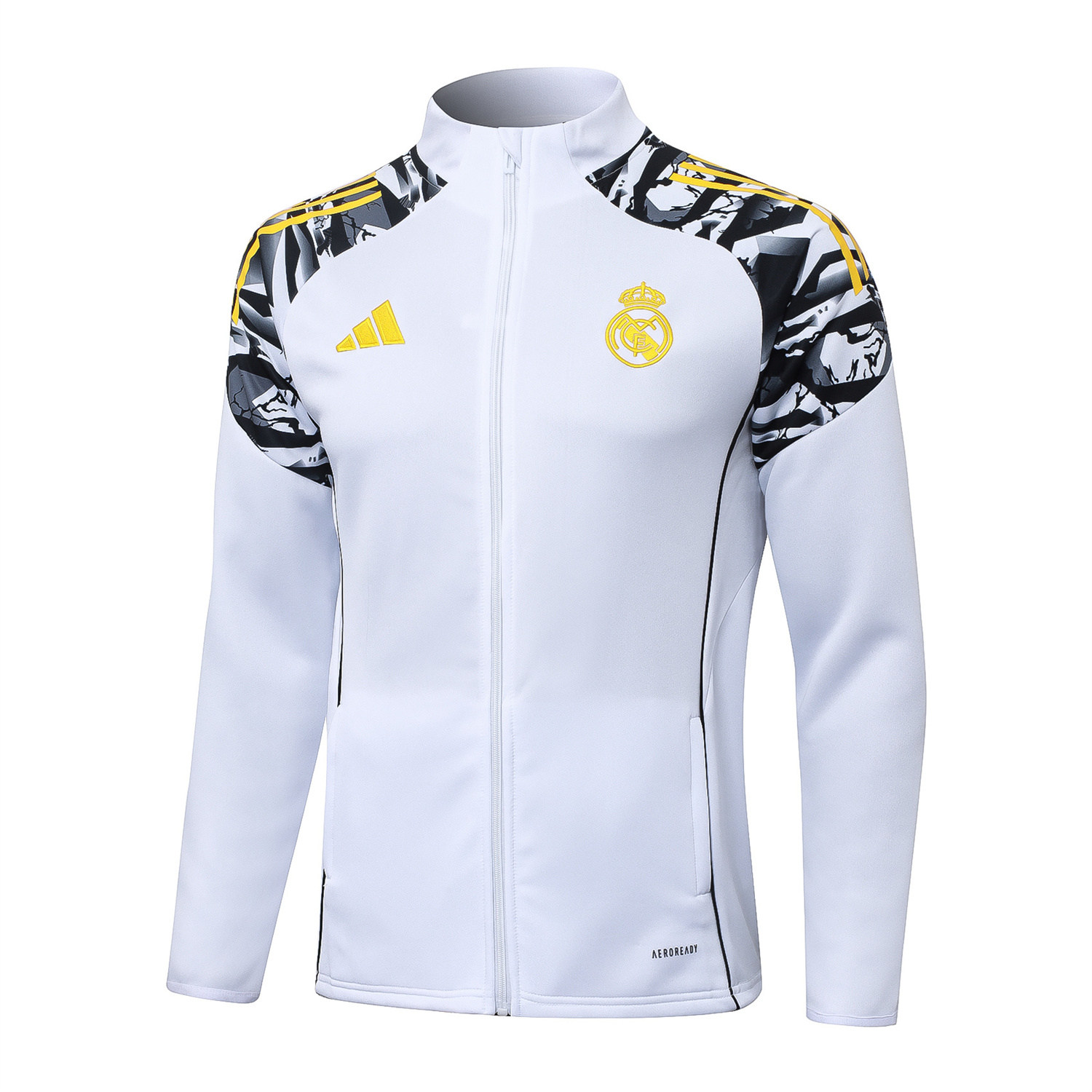 TKH-turbokithub-Real Madrid 25-26 Unsponsored Long Sleeve Training Set - White Top & Black Pants