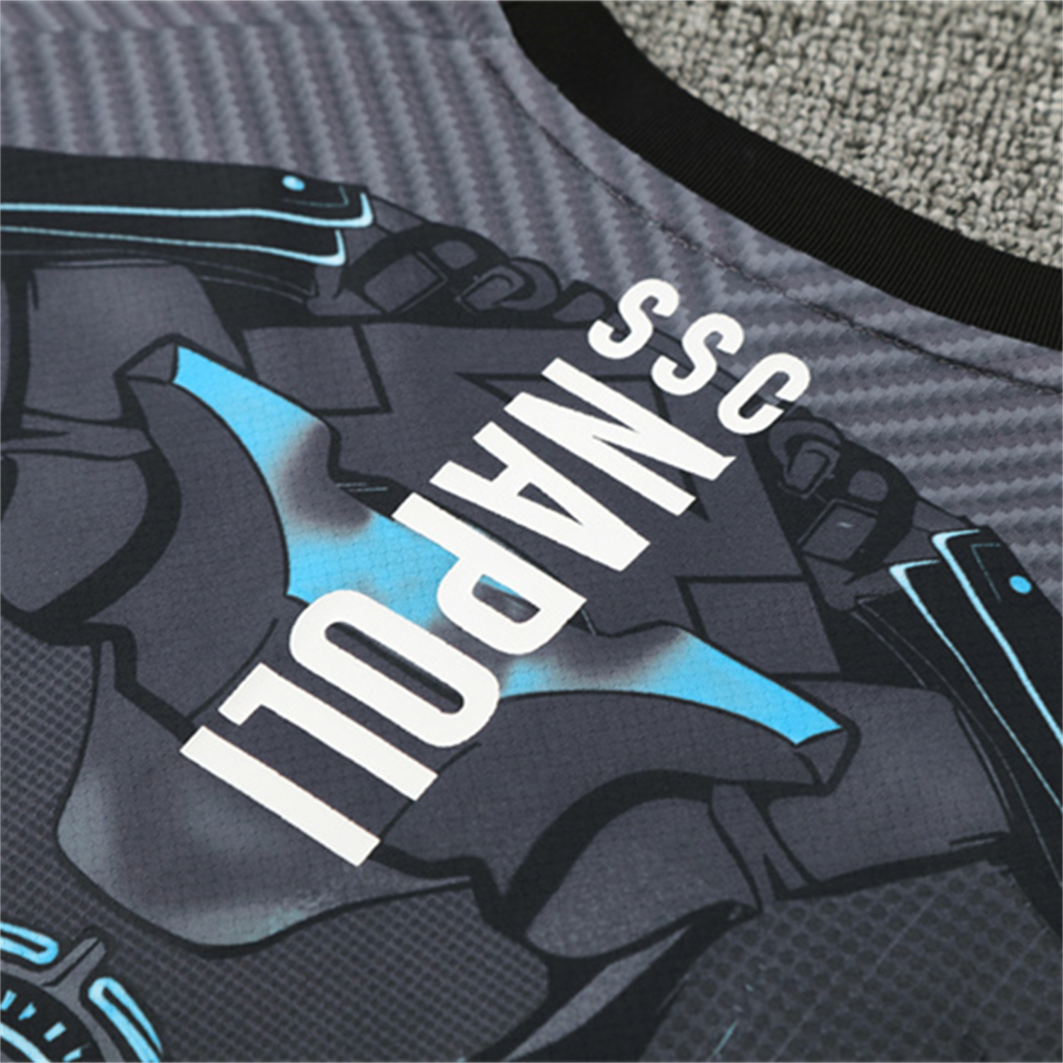 TKH-turbokithub-Napoli 25-26 Short-Sleeve Training Set - Gray Mecha Top & Black Shorts