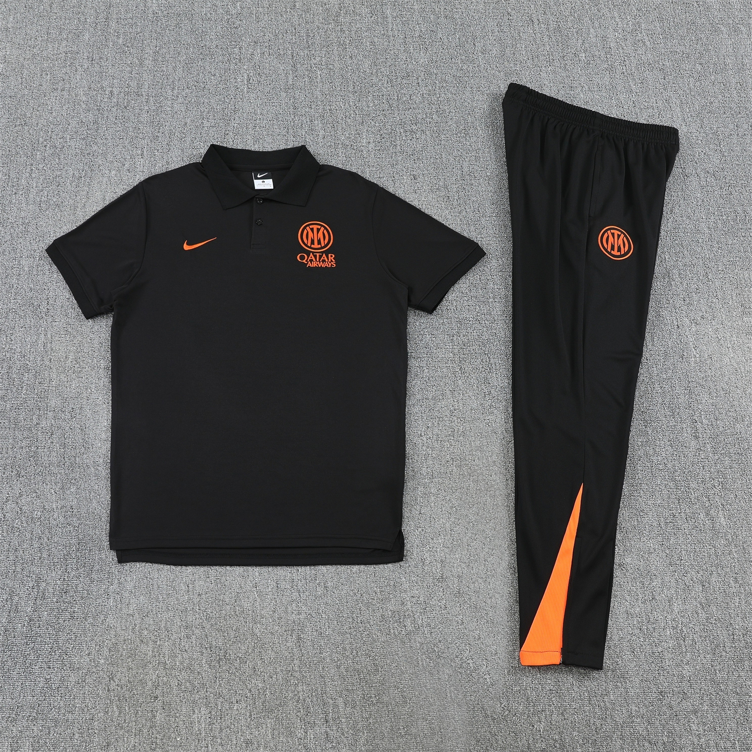 TKH-turbokithub-Inter Milan 25-26 POLO Short-Sleeve Training Set - Black Top and Black Pants