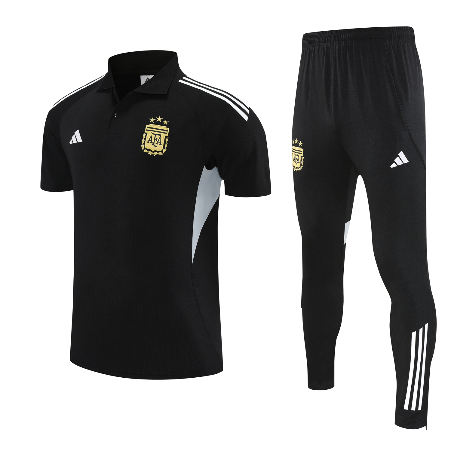 TKH-turbokithub-Argentina 2026 POLO Short-Sleeve Training Set - Black Top & Black Shorts