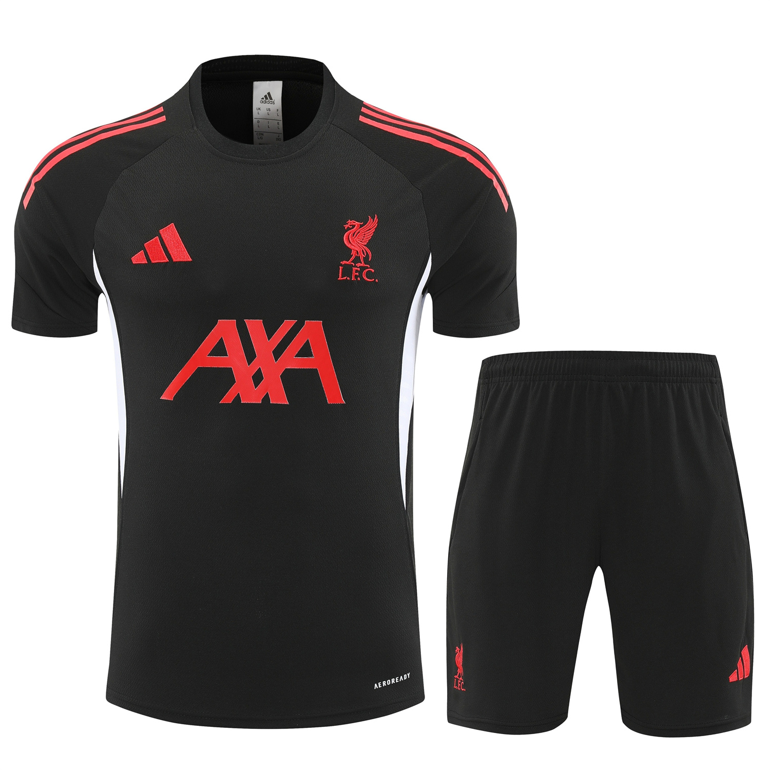 TKH-turbokithub-Liver.pool 25-26 Short-Sleeve Training Set - Black With Red Top & Black Shorts
