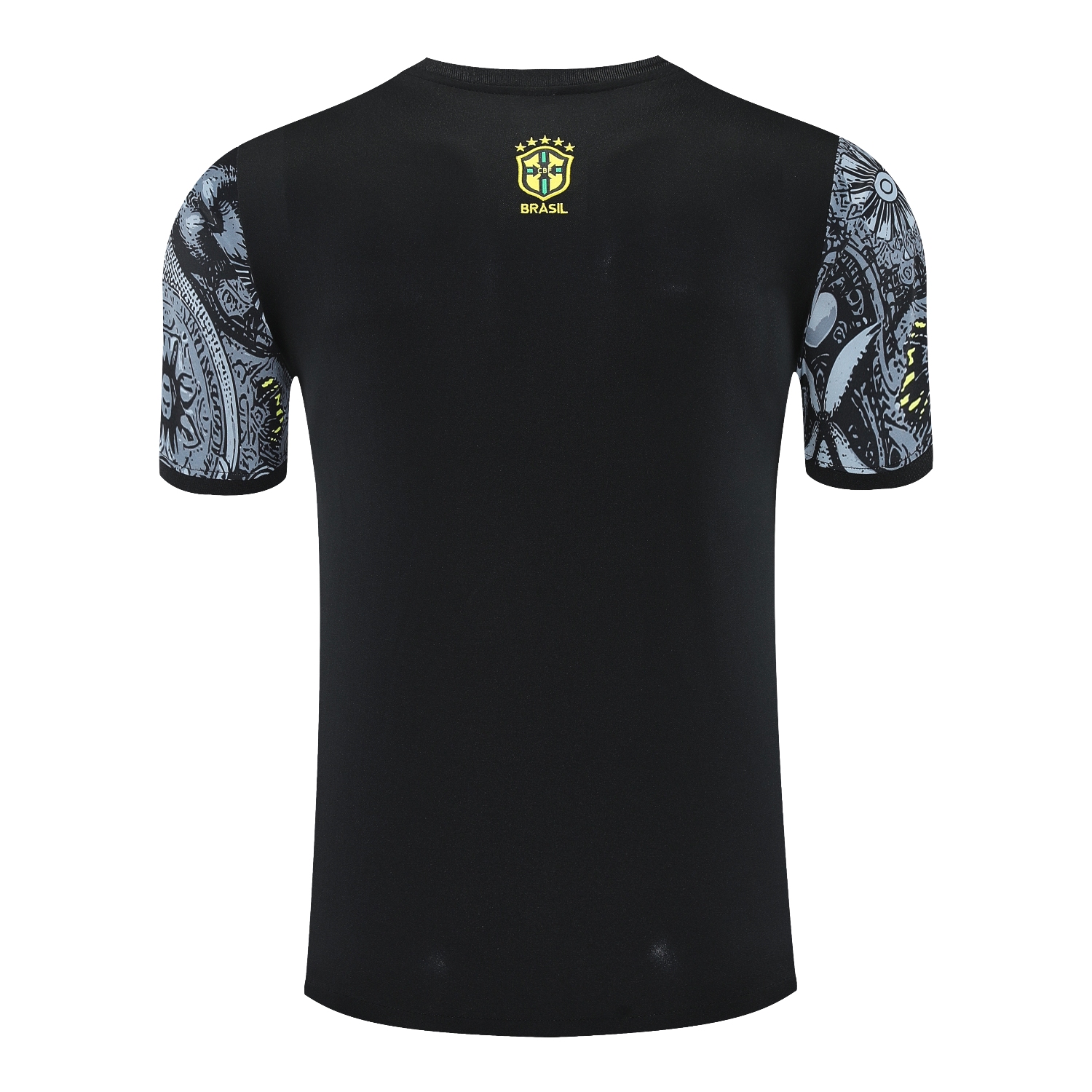 TKH-turbokithub-Brazil 25-26 Gray Jesus Statue Short-Sleeve Training Set - Gray Top & Black Shorts