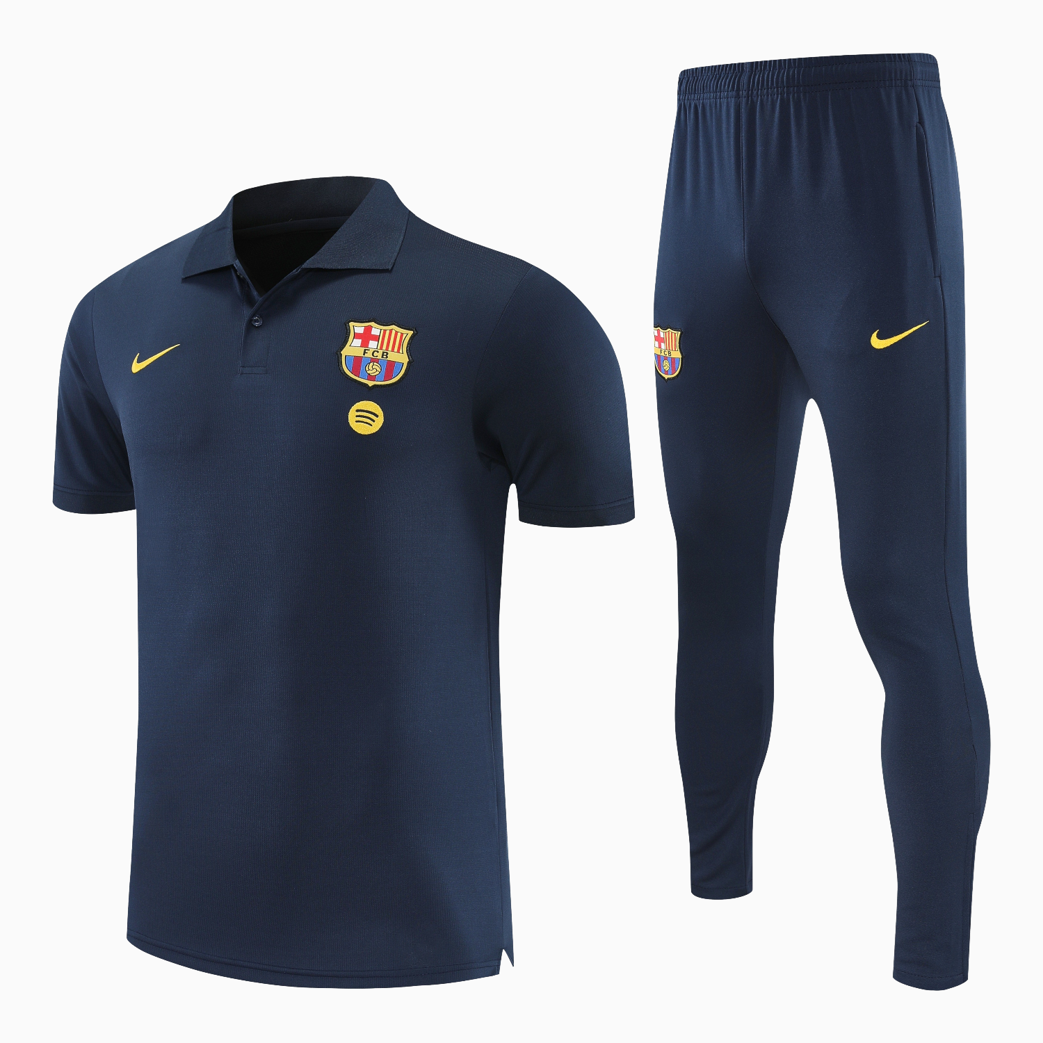 TKH-turbokithub-Barcelona 25-26 POLO Short-Sleeve Training Set - Dark Blue Top and Pants