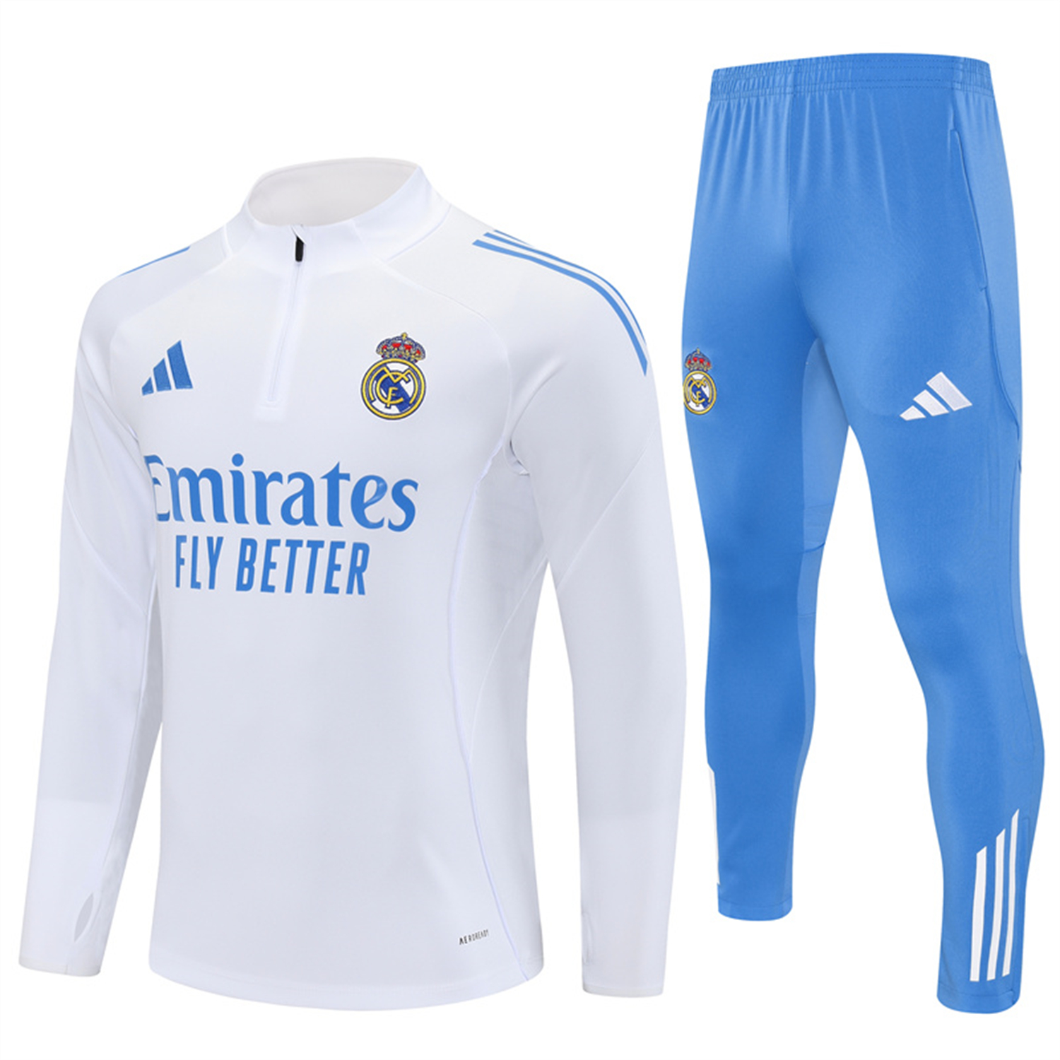 TKH-turbokithub-Real Madrid 25-26 Long Sleeve Training Set - White Top & Blue Pants