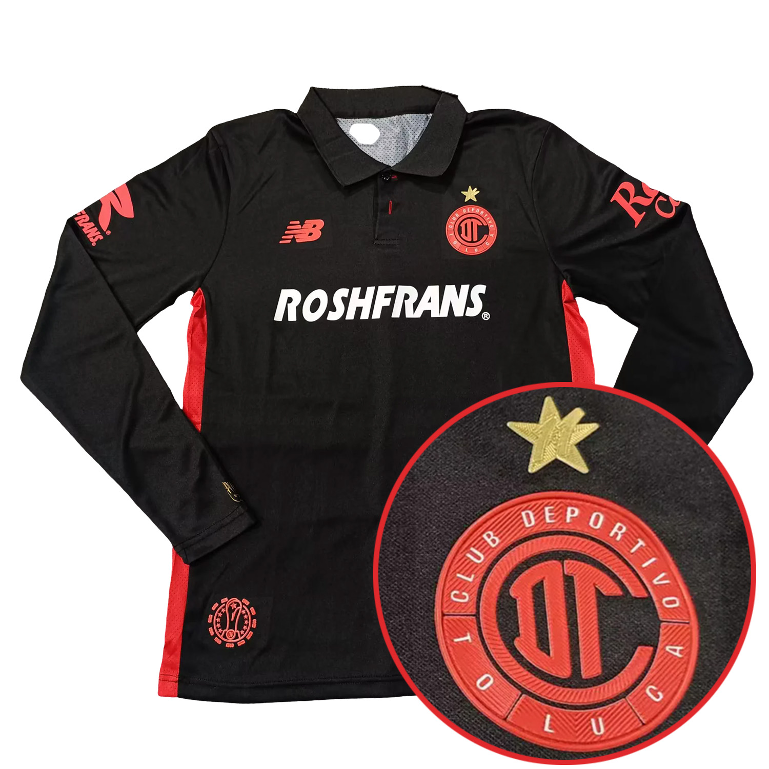 TKH-turbokithub-Toluca 25-26 Third Black Long Sleeves Jersey with Star - Player Version