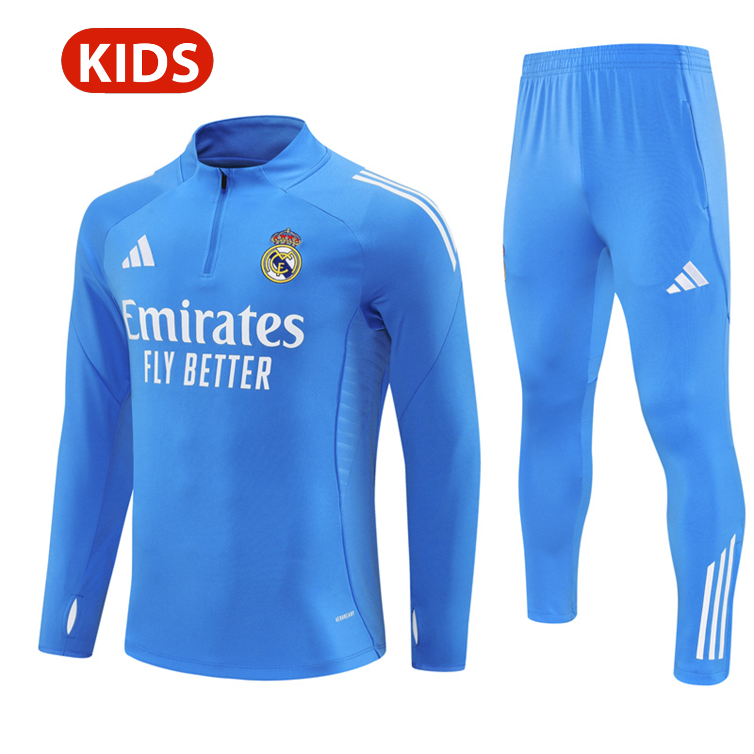 TKH-turbokithub-Real Madrid 25-26 Kids Long Sleeve Training Set - Bright Blue Top & Pants