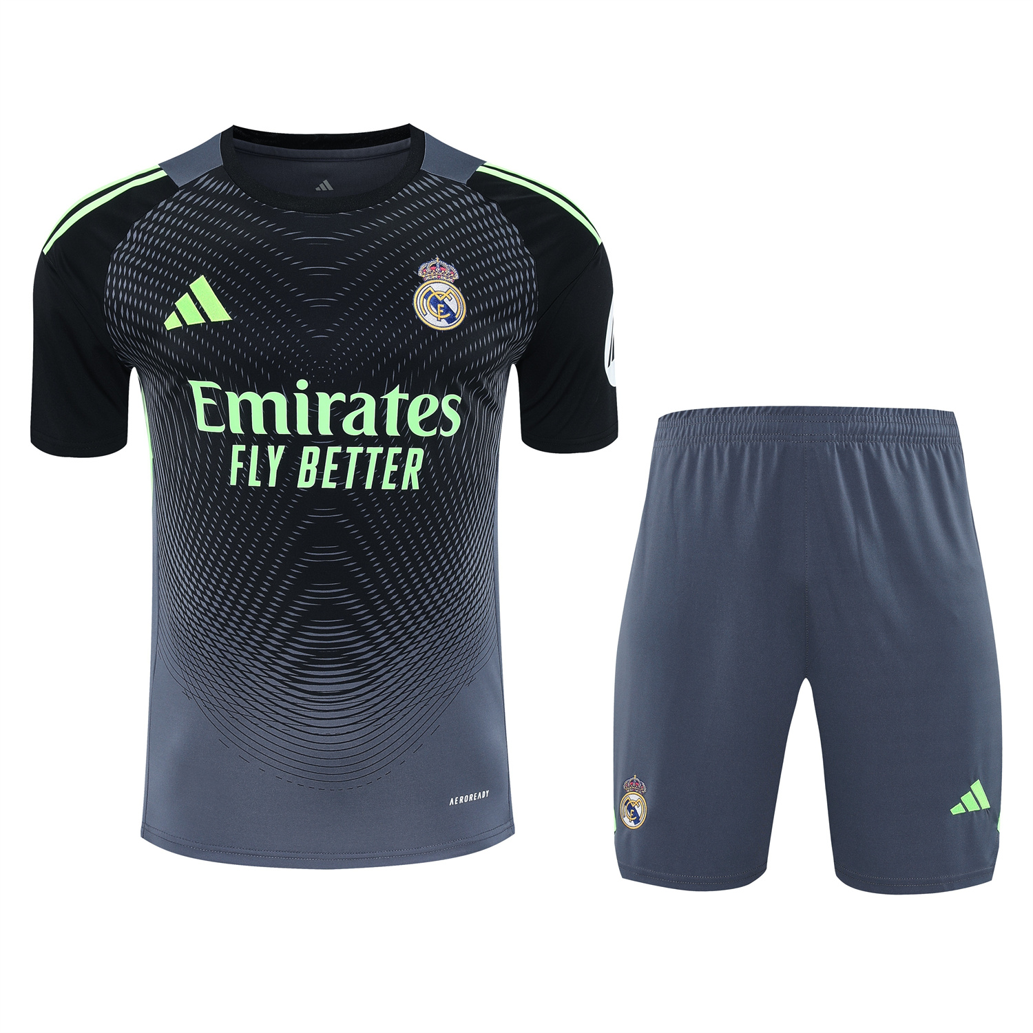 TKH-turbokithub-Real Madrid 25-26 Short-Sleeve Training Set - Deep Gray Top & Gray Shorts