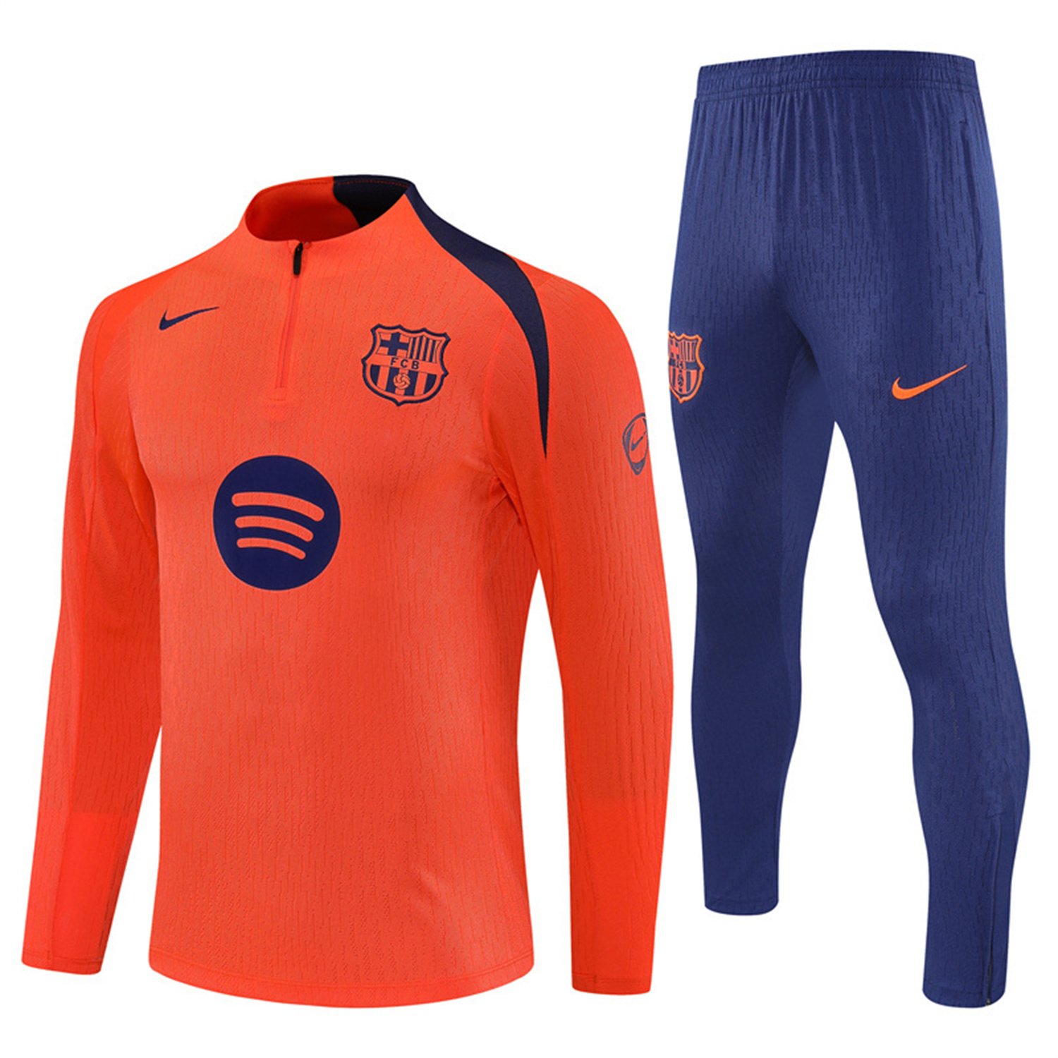 TKH-turbokithub-Barcelona 25-26 Long Sleeve Training Set - Orange Top Royal Blue Sponsor & Royal Blue Pants