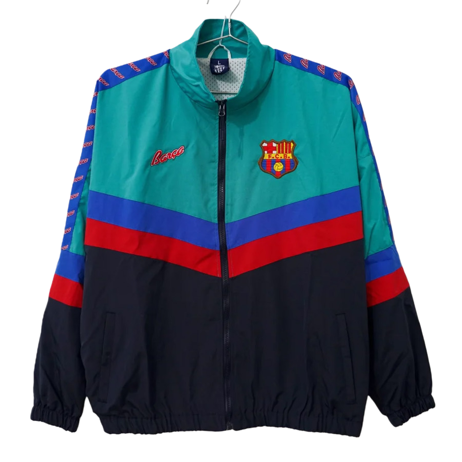 TKH-turbokithub-Retro Barcelona 1995-97 Windbreaker Jacket - Cyan And Black