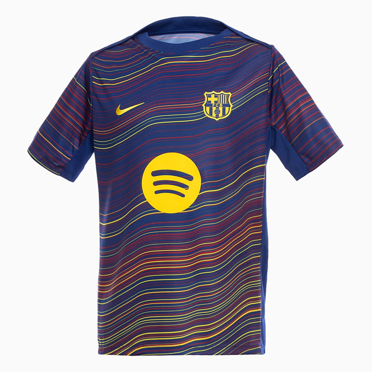 TKH-turbokithub-Barcelona 25-26 Deep Blue Pre-Match Training Jersey with Colorful Lines - Fans Version