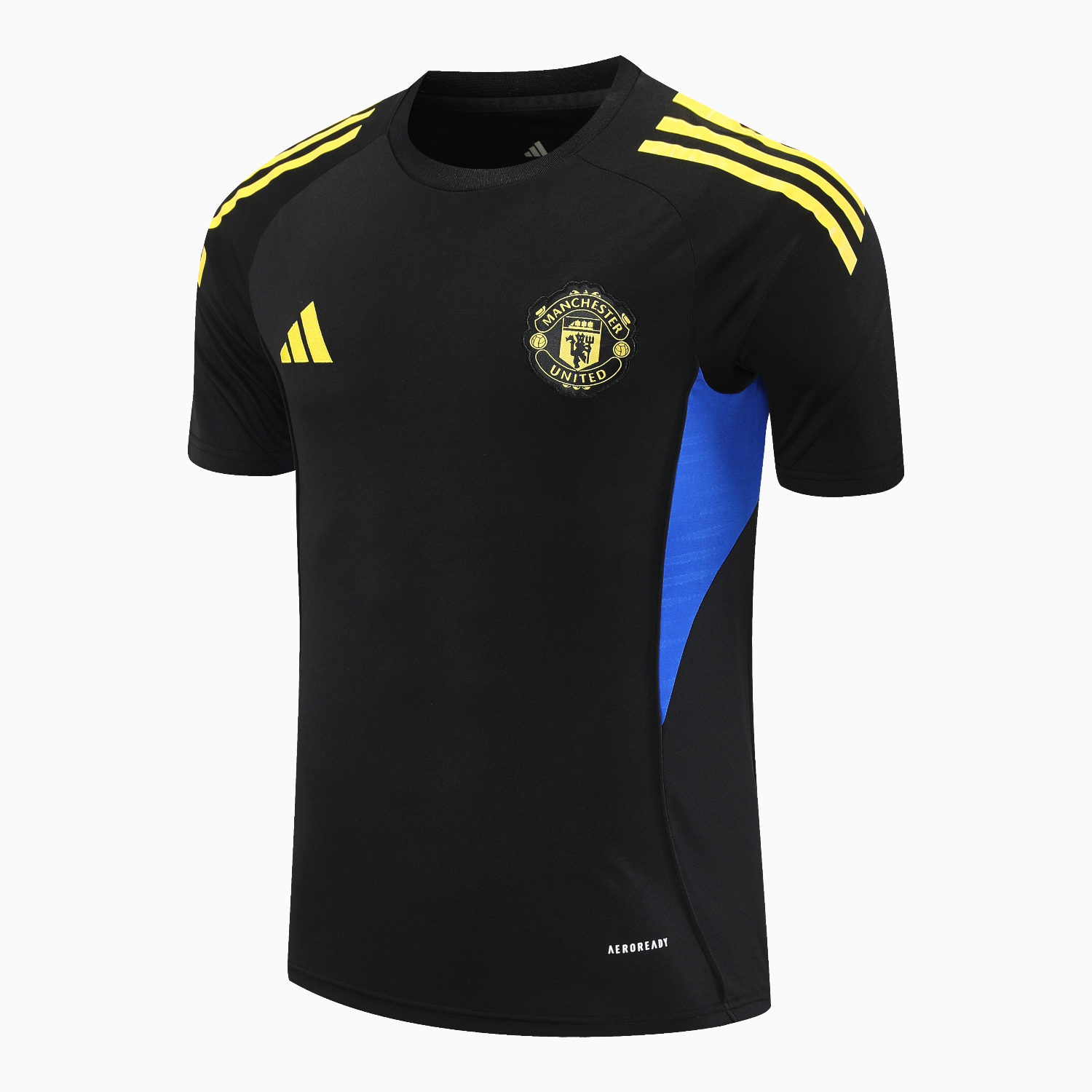 TKH-turbokithub-Manchester United 25-26 Short-Sleeve Training Set - Yellow Lines Black Top & Black Shorts