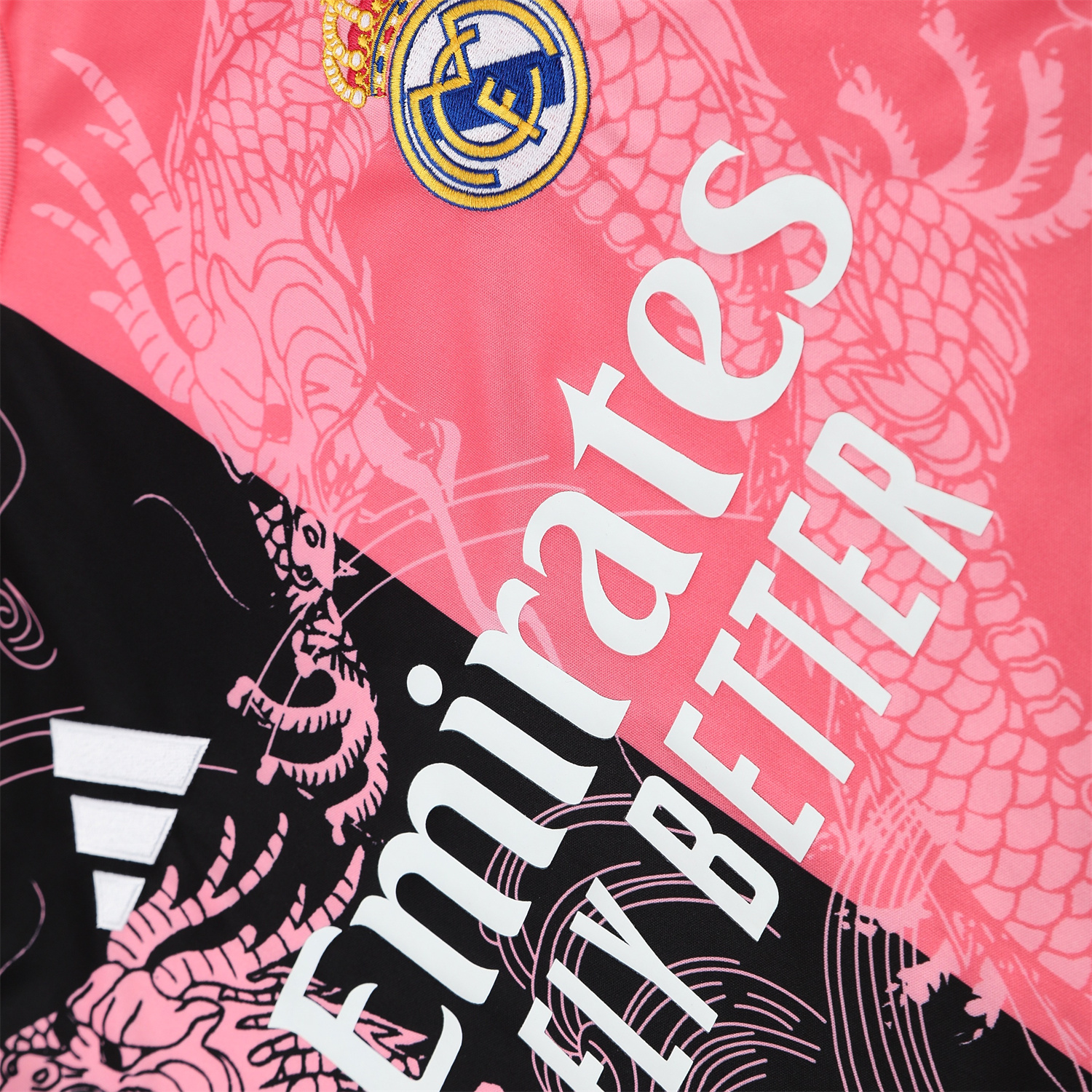 TKH-turbokithub-Real Madrid 25-26 Short-Sleeve Training Set - Pink-Black Dragon Top & Black-White Shorts