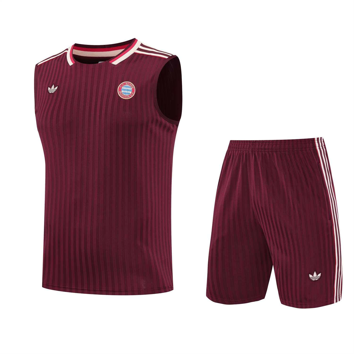 TKH-turbokithub-Bayern Munich 25-26 Vest Training Set - Wine Red Lines Vest & Wine Red Lines Shorts