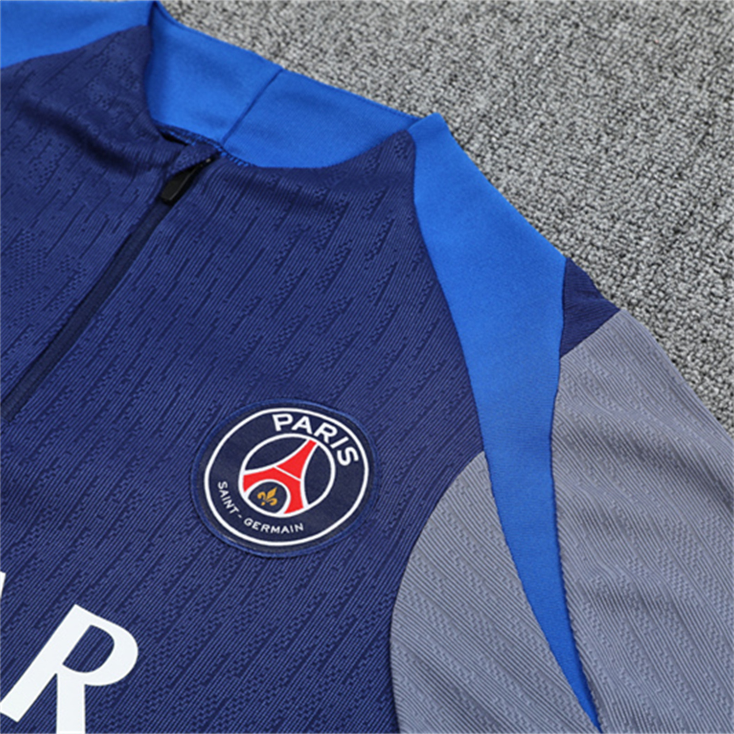 TKH-turbokithub-Paris Saint-Germain PSG 25-26 Kid Long Sleeves Training Set - Royal Blue Gray Sleeves Top & Royal Blue Pants