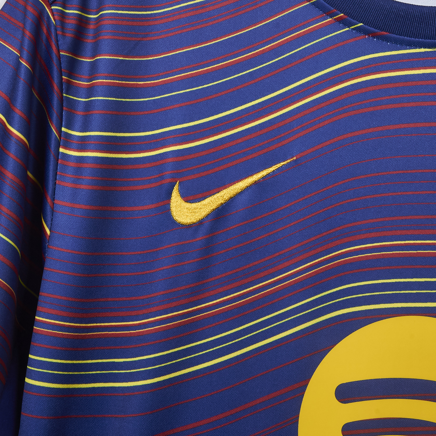 TKH-turbokithub-Barcelona 25-26 Deep Blue Pre-Match Training Jersey with Colorful Lines - Fans Version