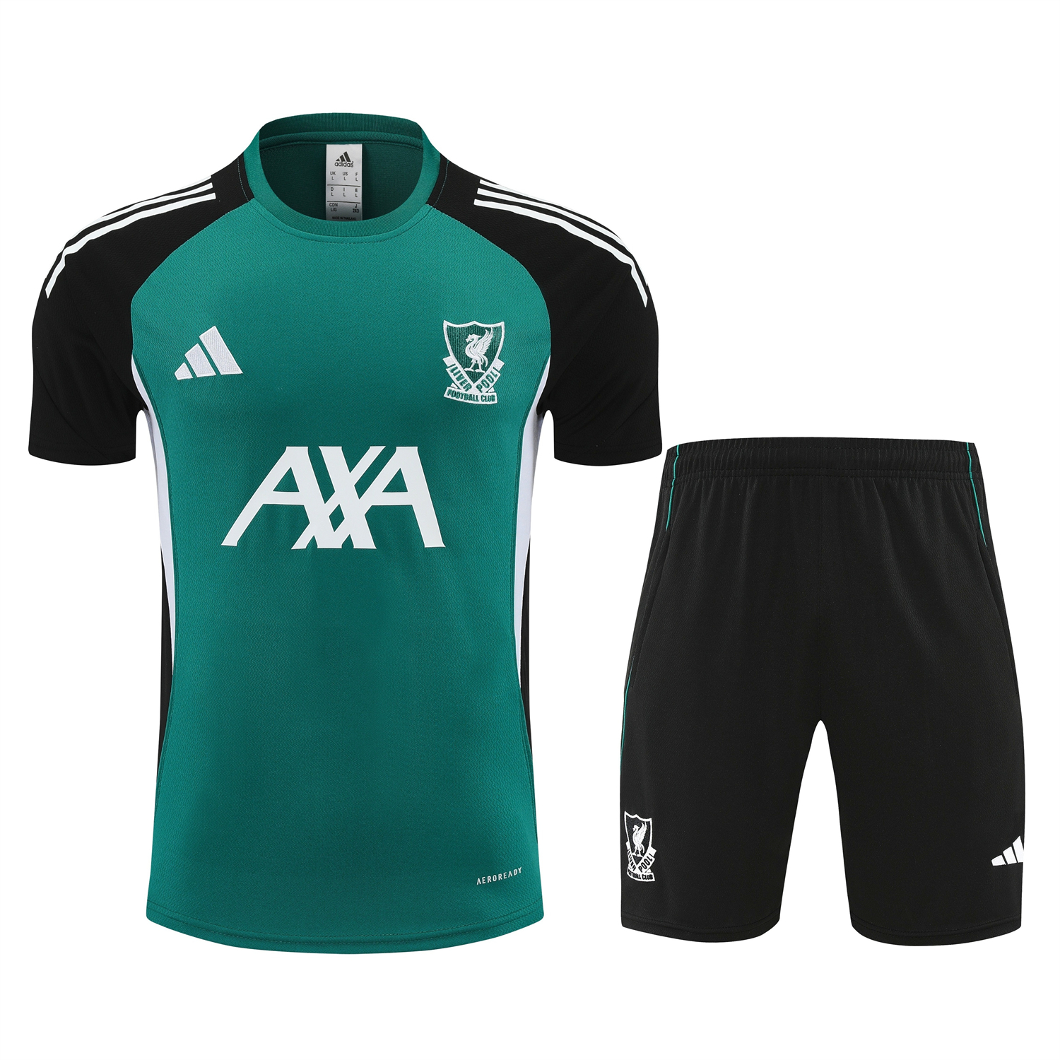 TKH-turbokithub-Liver.pool 25-26 Short-Sleeve Training Set - Green With Black Top & Black Shorts