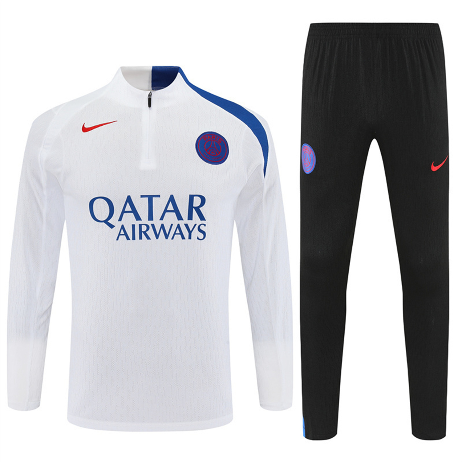 TKH-turbokithub-Paris Saint-Germain PSG 25-26 Long Sleeve Training Set - Player Version - White Top and Black Pants