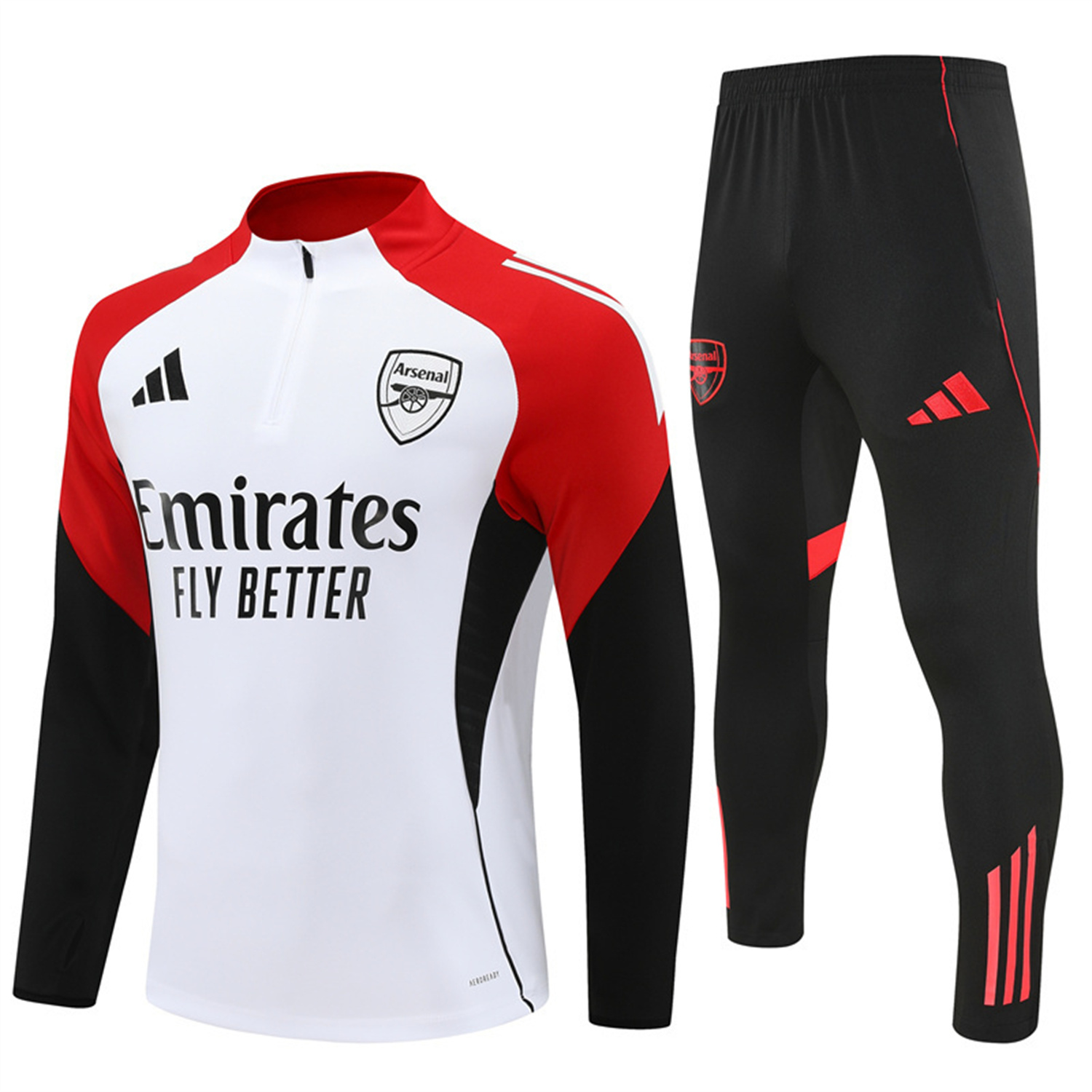 TKH-turbokithub-Arsenal 25-26 Long Sleeve Training Set - White Top & Black Pants