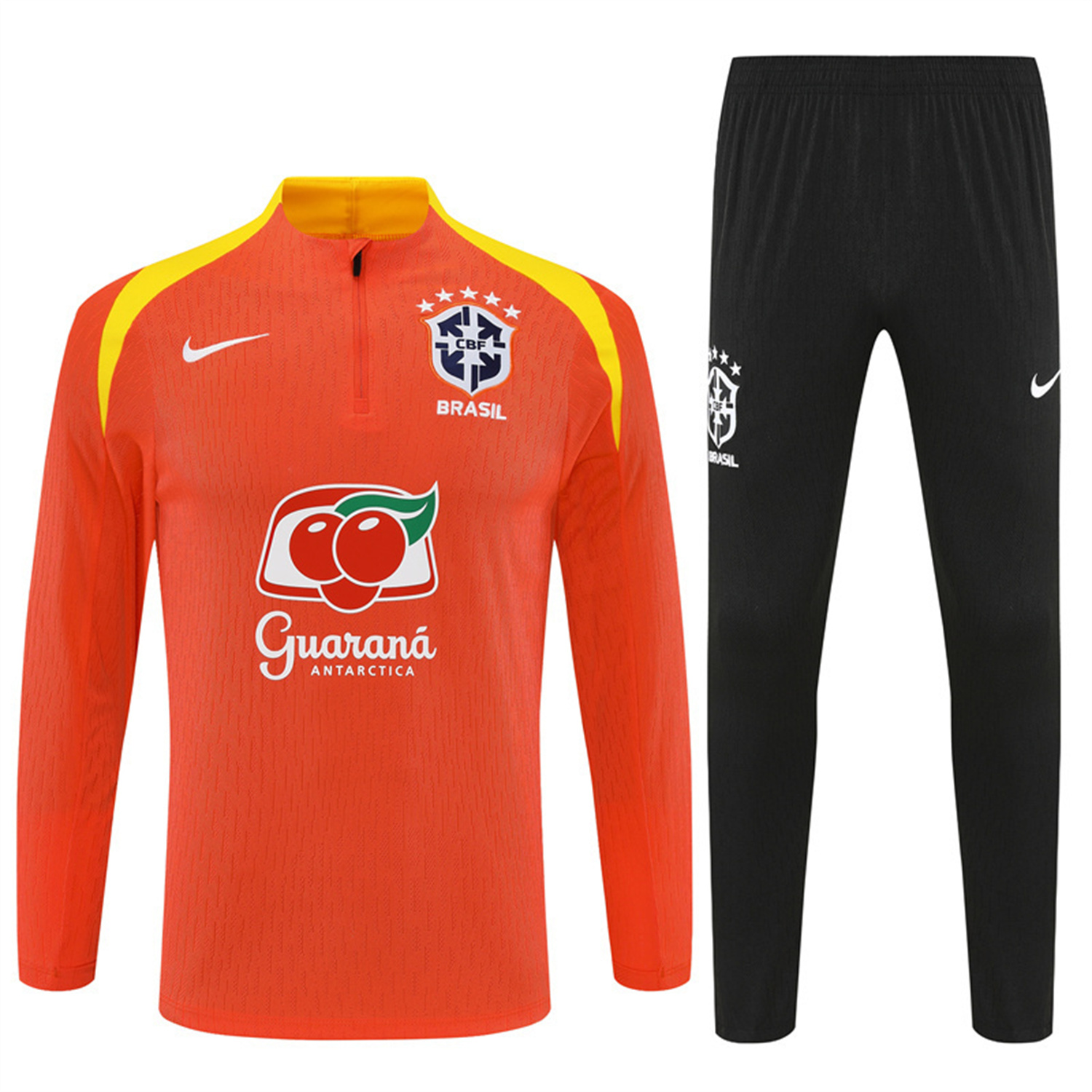 TKH-turbokithub-Brazil 25-26 Kids Long Sleeve Training Set - Player Version - Orange Top and Black Pants