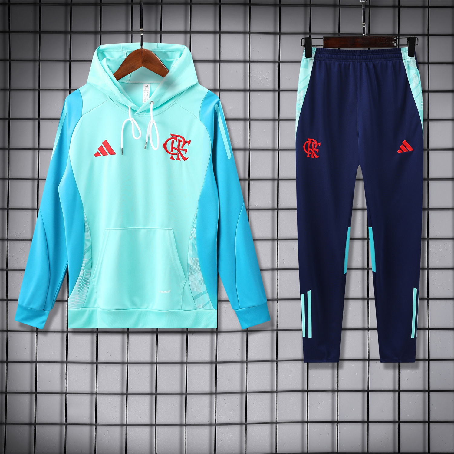 TKH-turbokithub-Flamengo 25-26 Traning Hoodie Set - Light Blue With Royal Blue