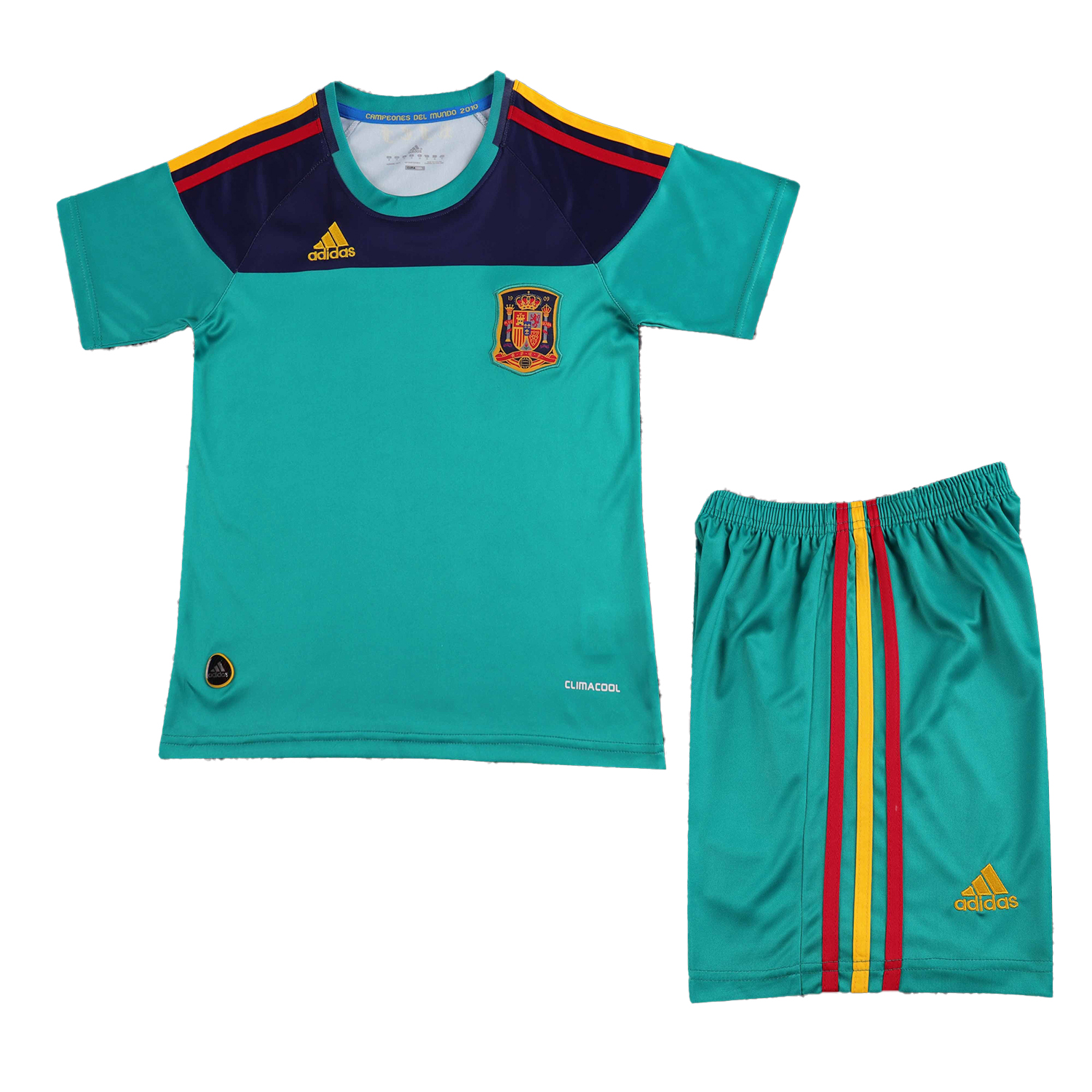 TKH-turbokithub-Retro Spain 2010 Green Goalkeeper Kids Kit