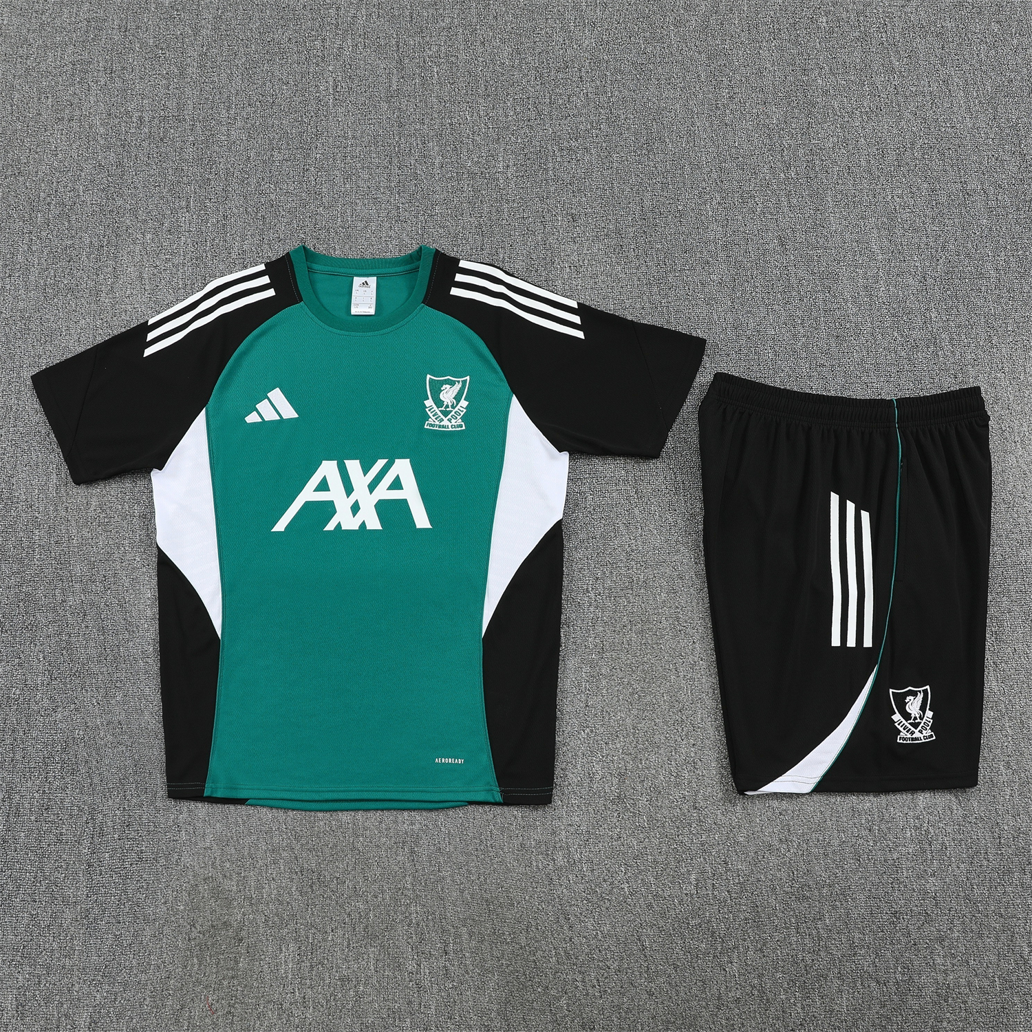 TKH-turbokithub-Liver.pool 25-26 Short-Sleeve Training Set - Green With Black Top & Black Shorts